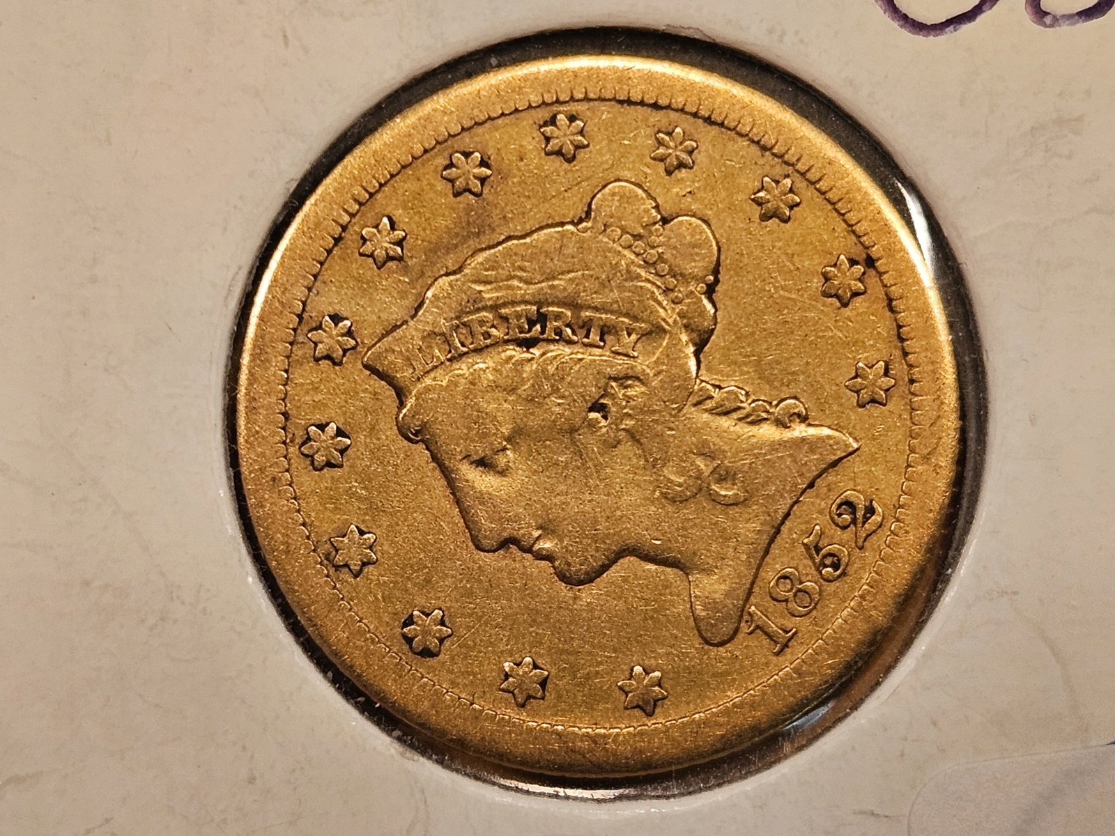 GOLD! Better Date 1852-O GOLD Liberty Head $2.5 Dollars: Quarter Eagle. Circulated
