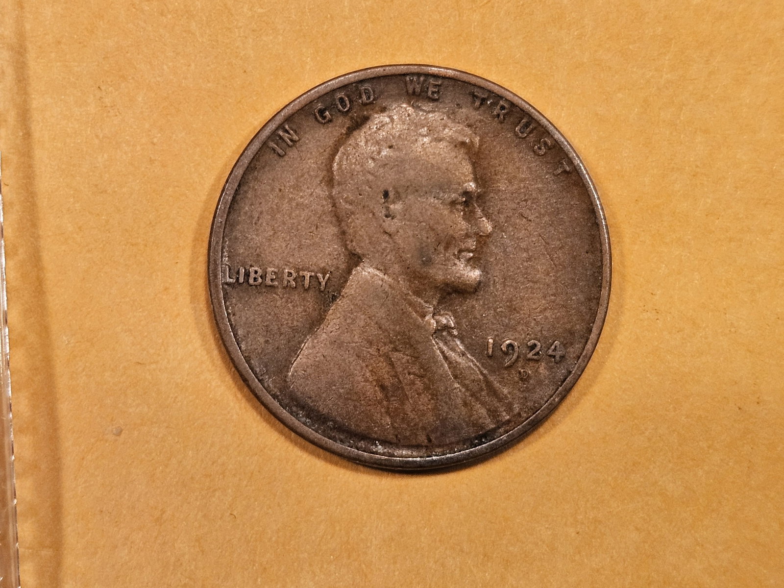 Semi-Key 1924-D Wheat cent: In Very Good