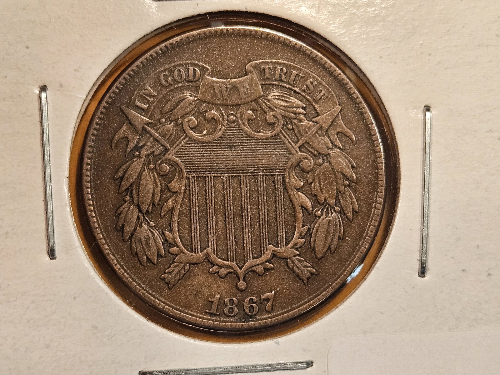 1867 Two Cent Piece in Extra Fine (1 of 4)