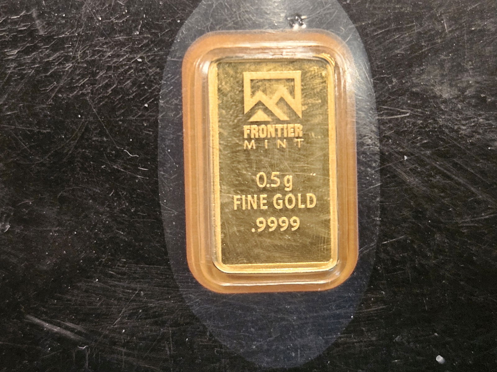GOLD! Frontier Mint One-Half Gram .9999 fine gold bar: In original Assay certificate