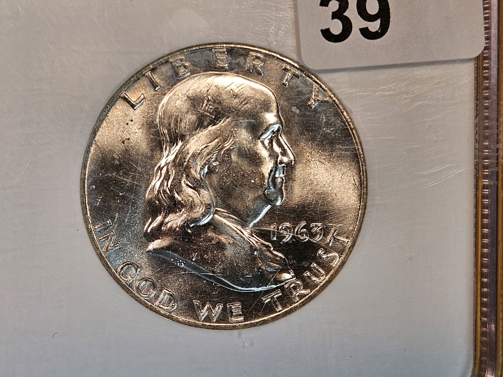 GEM! NGC 1963-D Franklin Half Dollar in Mint State 56 FBL (1 of 3)