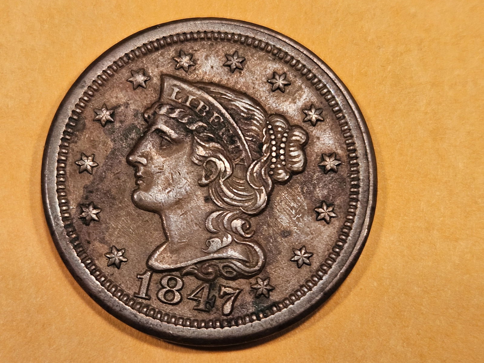 About Uncirculated 1847 Braided Hair Large Cent (1 of 5)