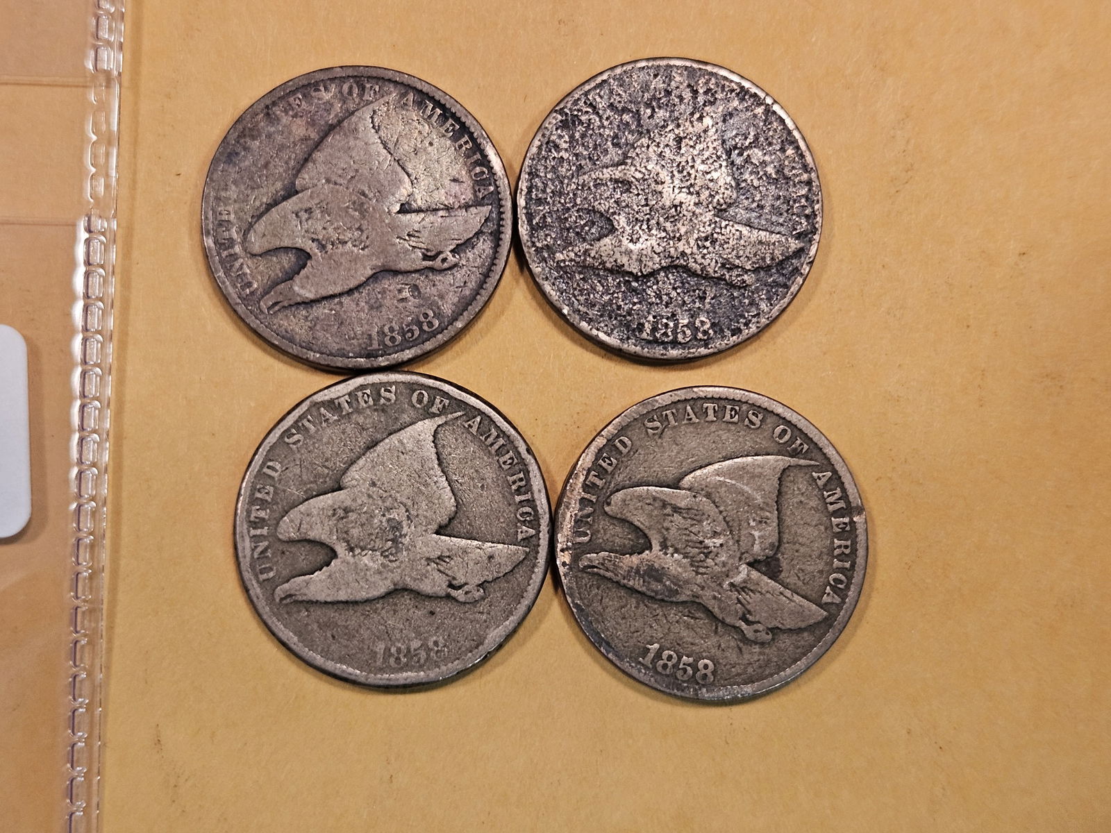 Four 1857 Flying Eagle cents (1 of 3)
