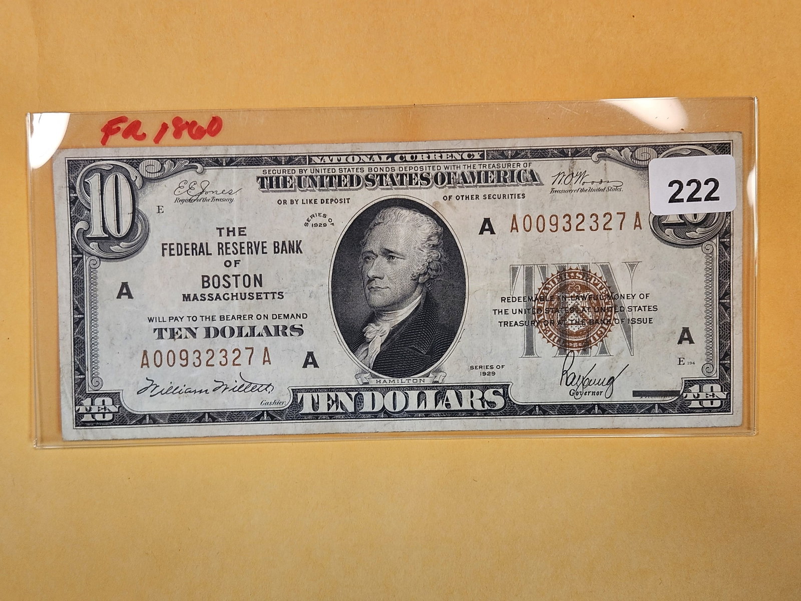 Series of 1929 Ten Dollar National Currency in Very Fine: FR 1860