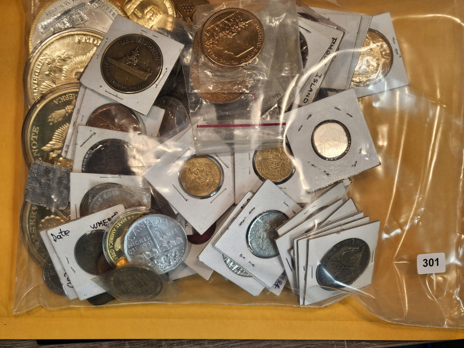 EXONUMIA!: About 4 pounds of mixed tokens and medals and other stuffs!