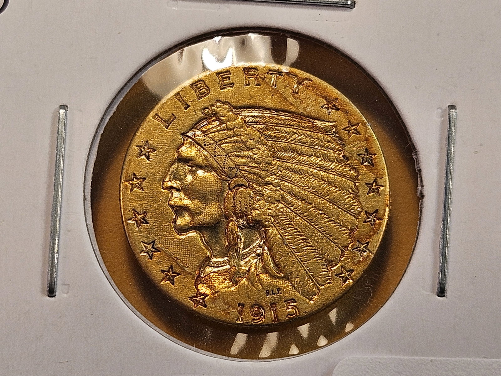 GOLD! About Uncirculated plus -details 1915 Indian Head $2.5 Dollar Gold (1 of 4)