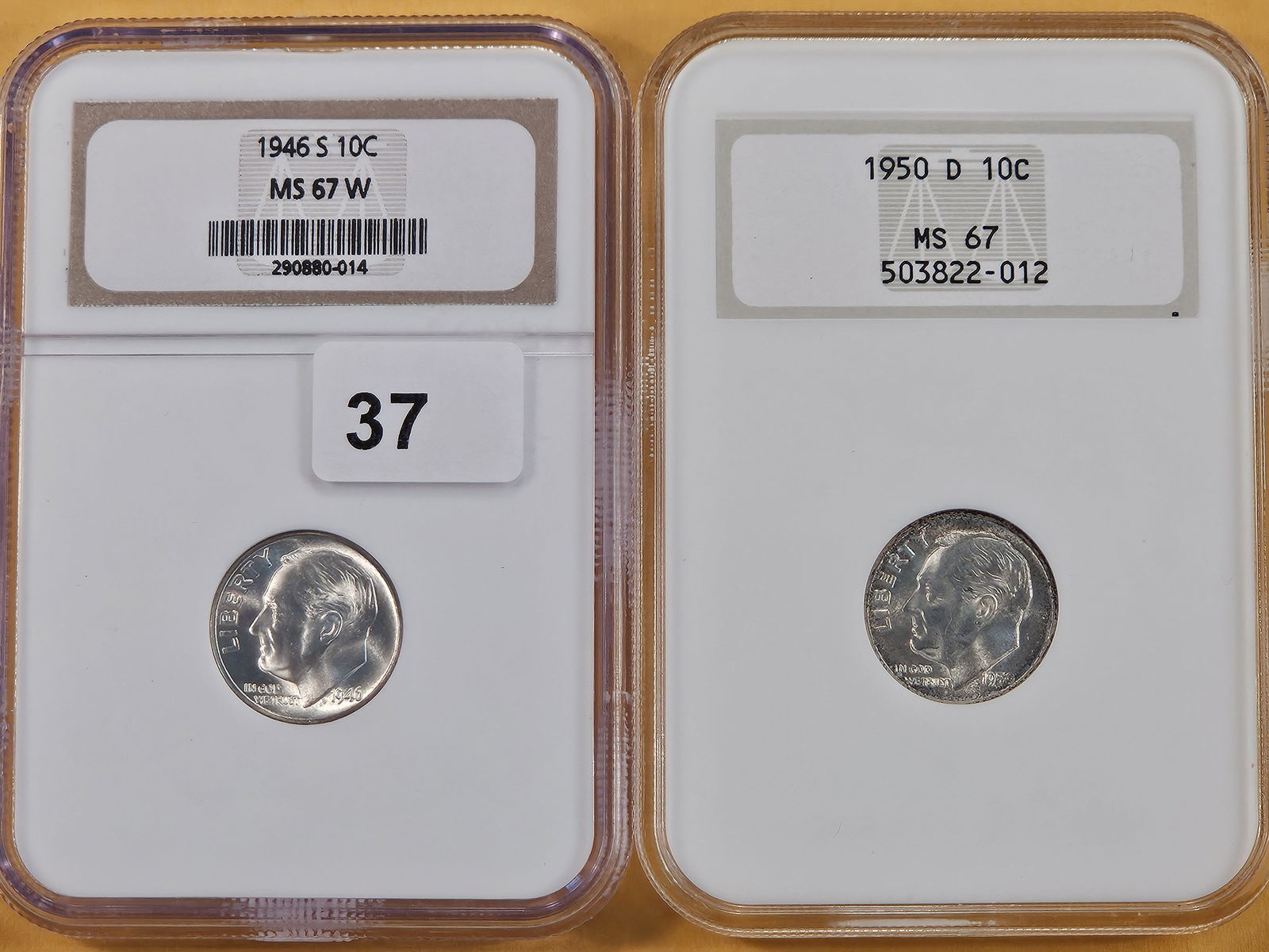 Two NGC Silver Roosevelt Dimes in Mint State 67 (1 of 6)