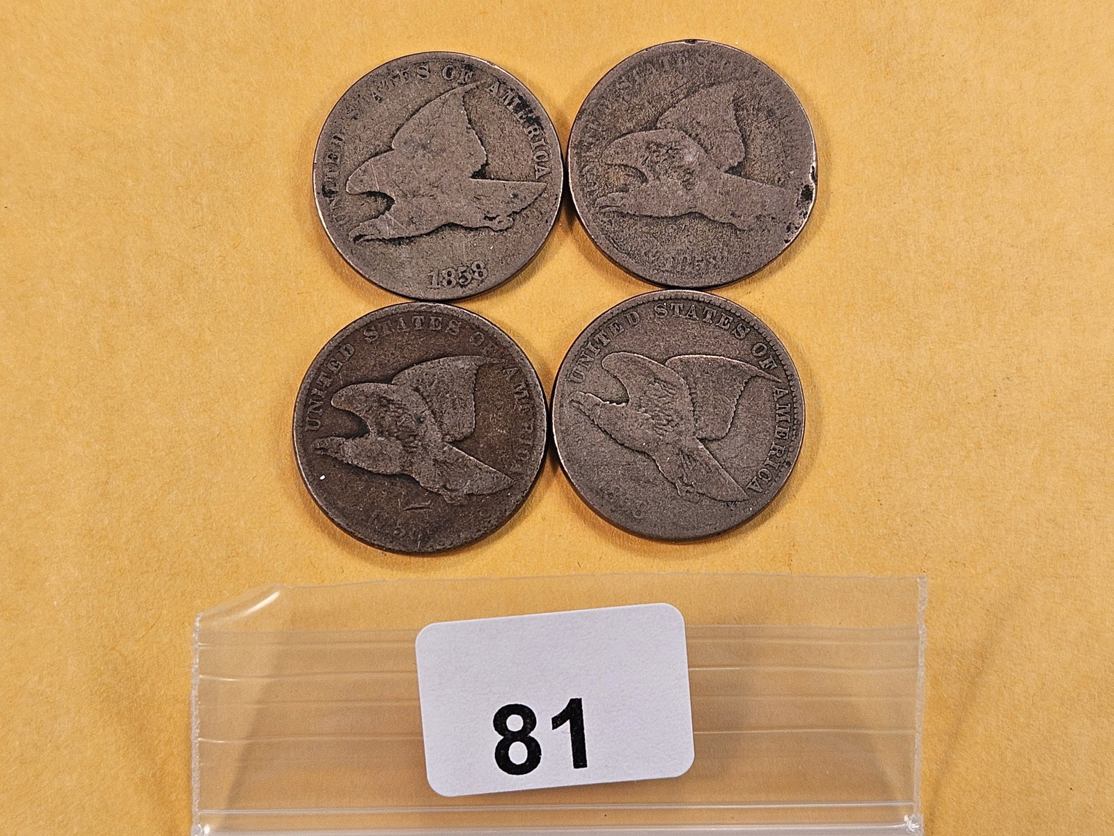 Four 1858 Flying Eagle Cents (1 of 4)