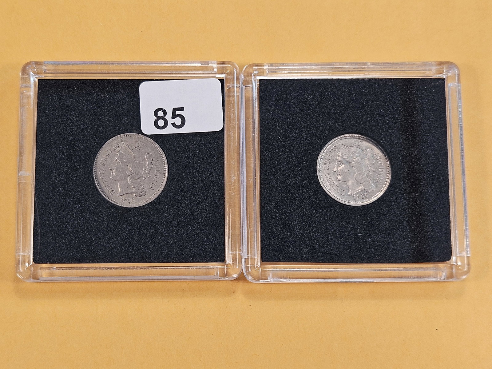 Two Lightly Circulated Three Cent Nickels (1 of 6)