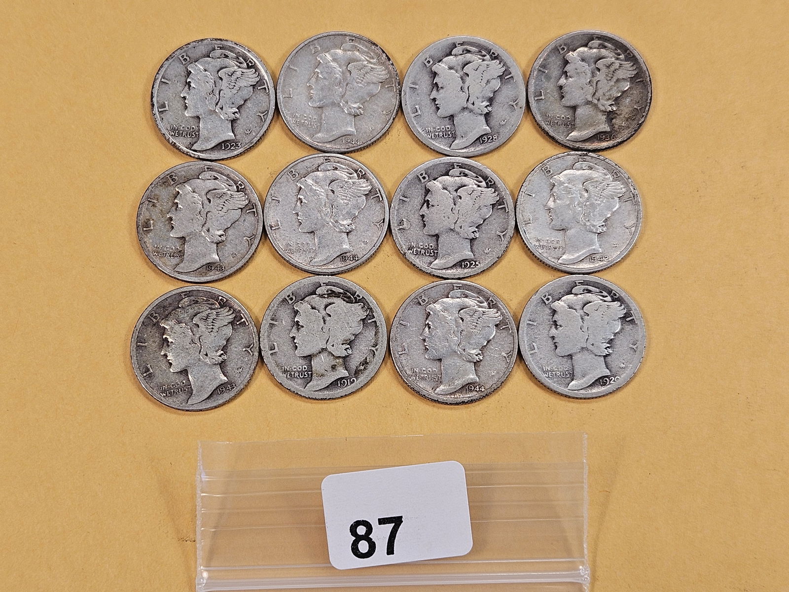 Twelve Mixed Mercury Silver Dimes (1 of 4)