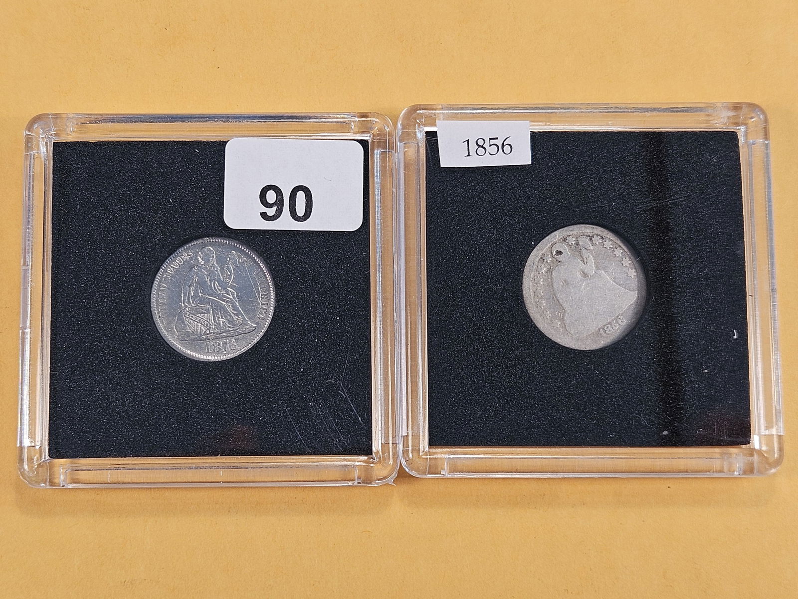 Two Circulated Seated Liberty Silver Dimes (1 of 6)