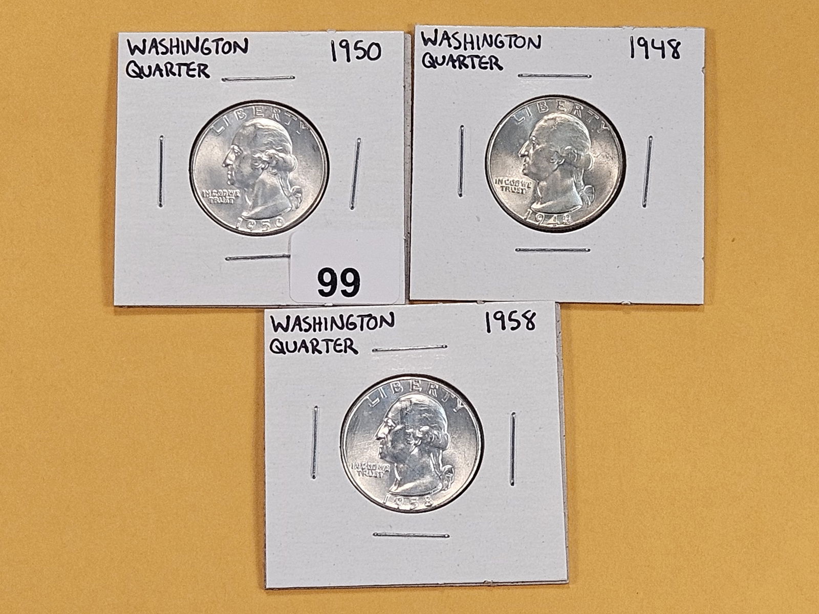 Three Brilliant Uncirculated Washington Silver Quarters (1 of 5)