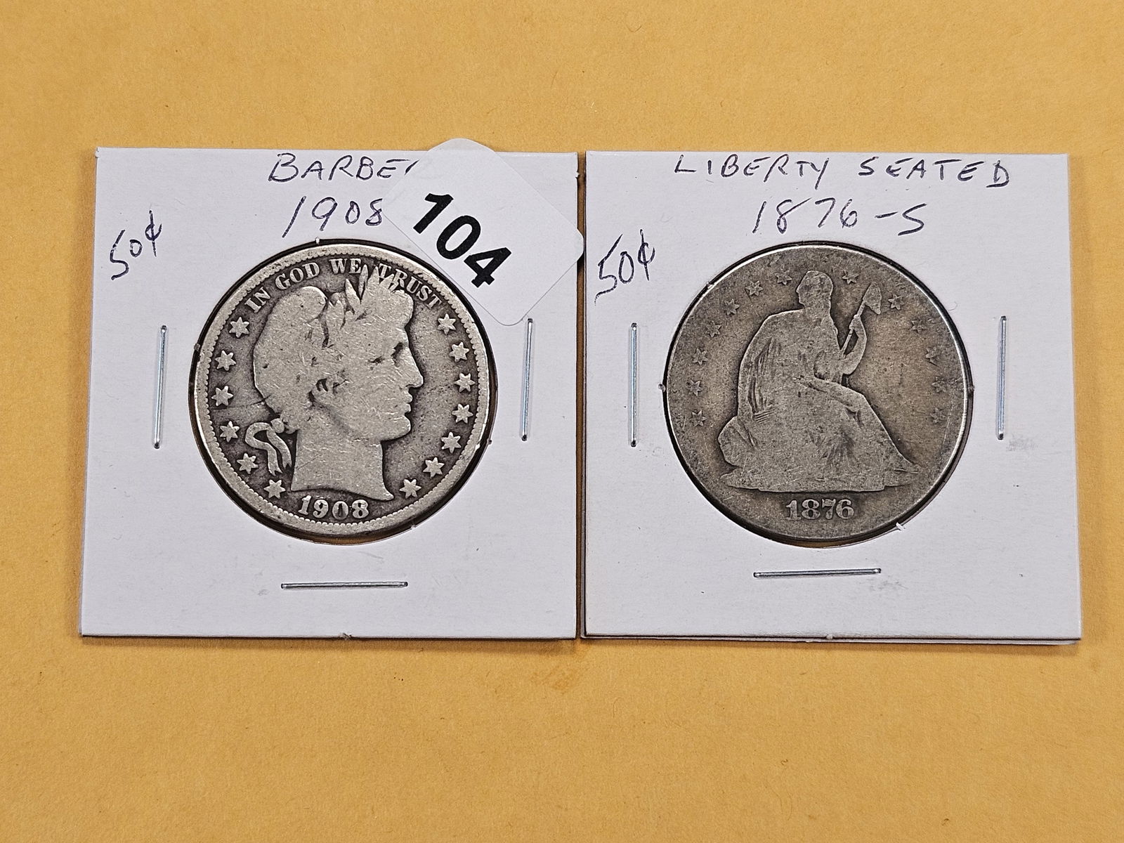 Seated Liberty and Barber Silver Half Dollars (1 of 6)