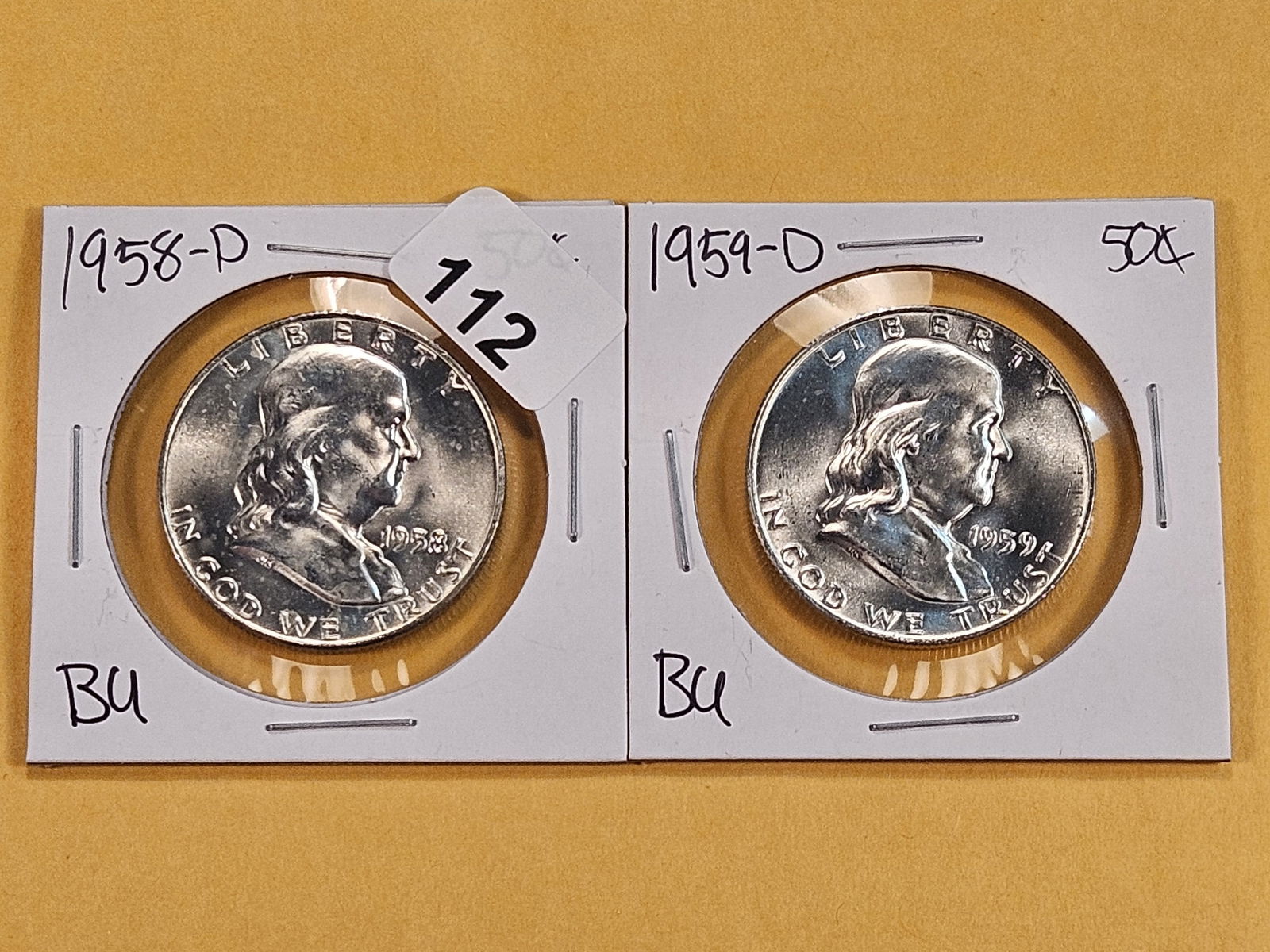 Two Brilliant Uncirculated Franklin Half Dollars (1 of 6)