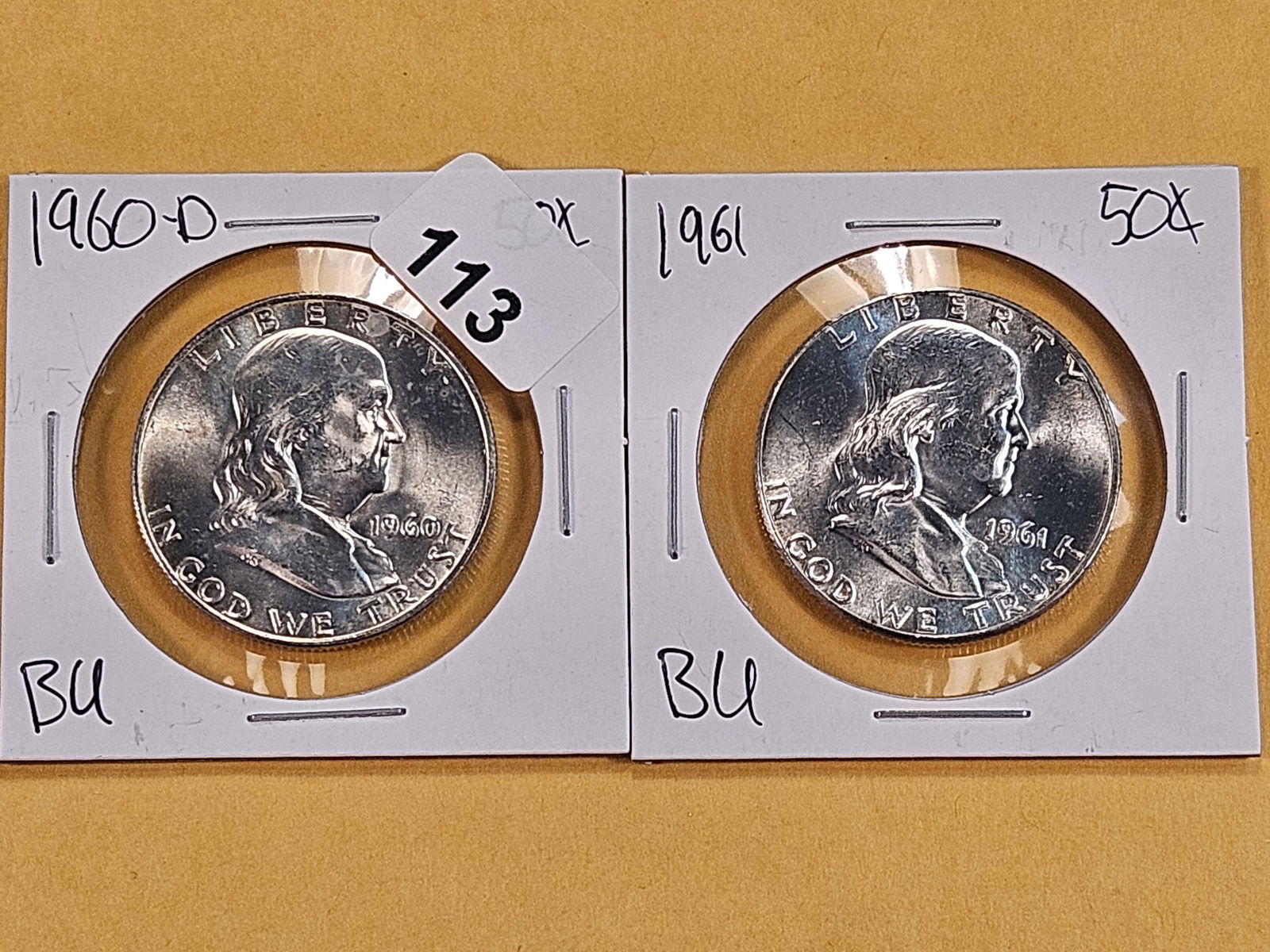 Two Brilliant Uncirculated Franklin Half Dollars (1 of 6)