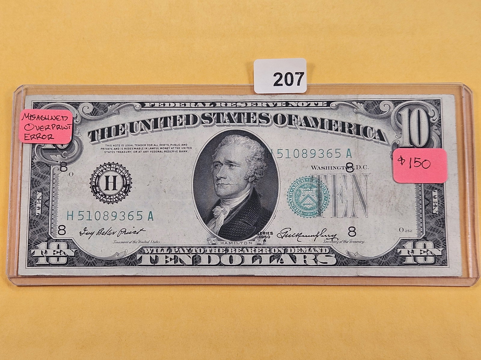 MINT ERROR! Series 1950-A Ten Dollar Federal Reserve Note (1 of 3)