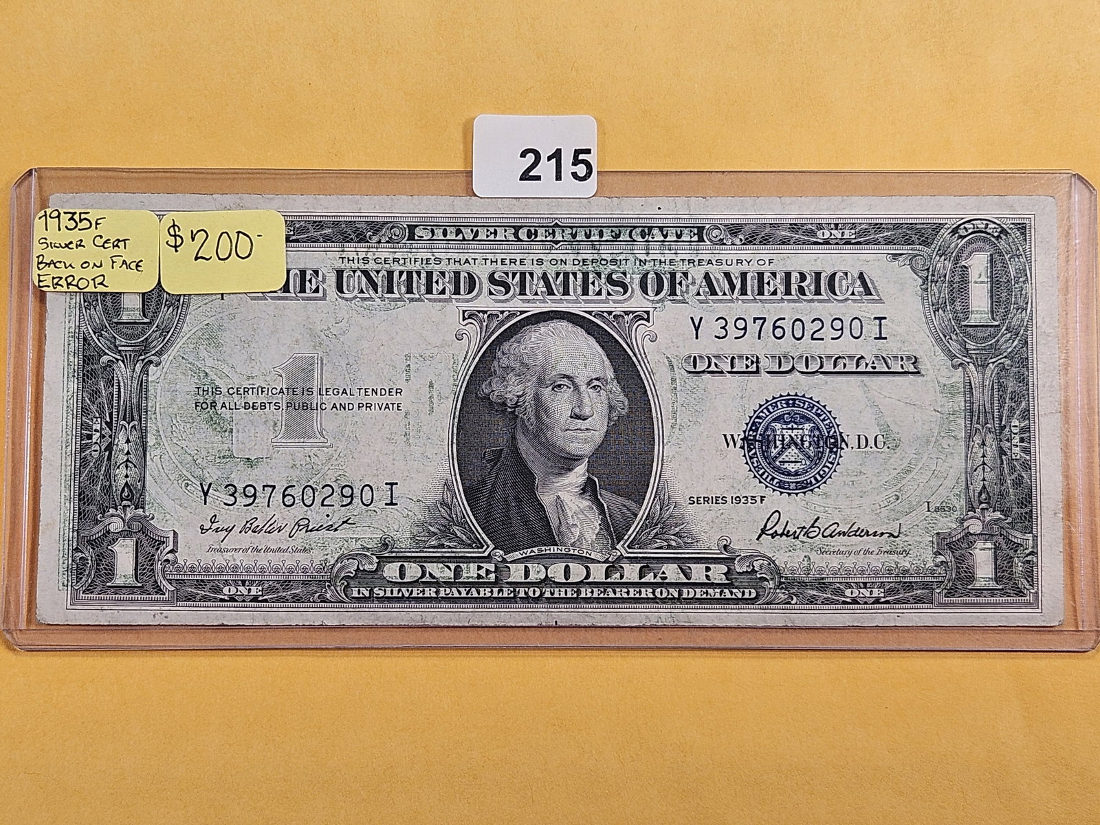 MINT ERROR! Series 1935-F One Dollar Silver Certificate (1 of 4)