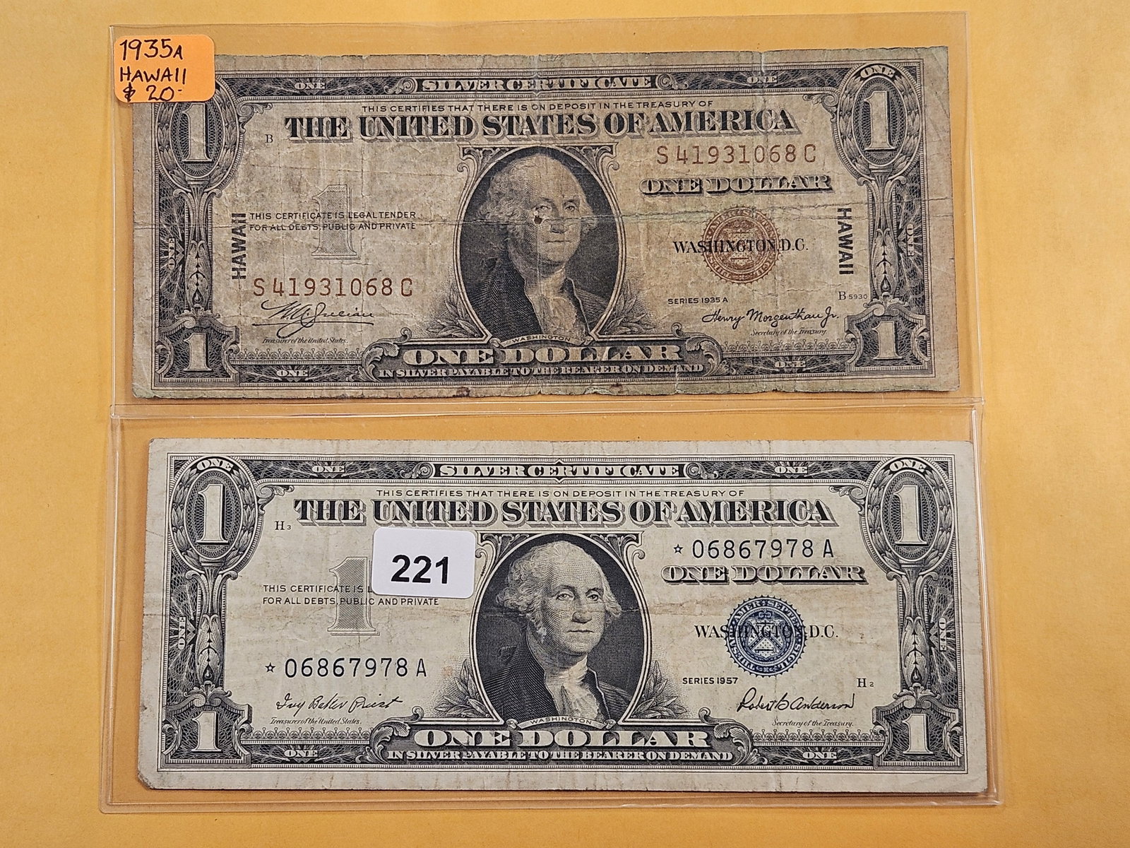Series 1935-A Hawaii One Dollar Silver Certificate and Series 1957 One Dollar STAR Note Silver Ce... (1 of 4)