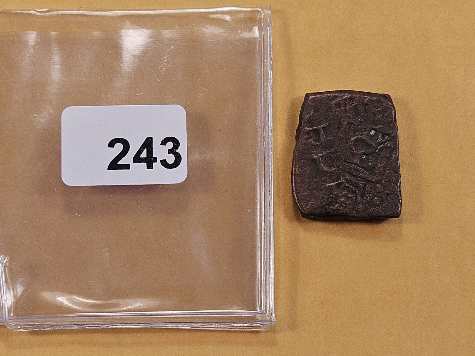 ANCIENT! Old Square Copper Coin - 3