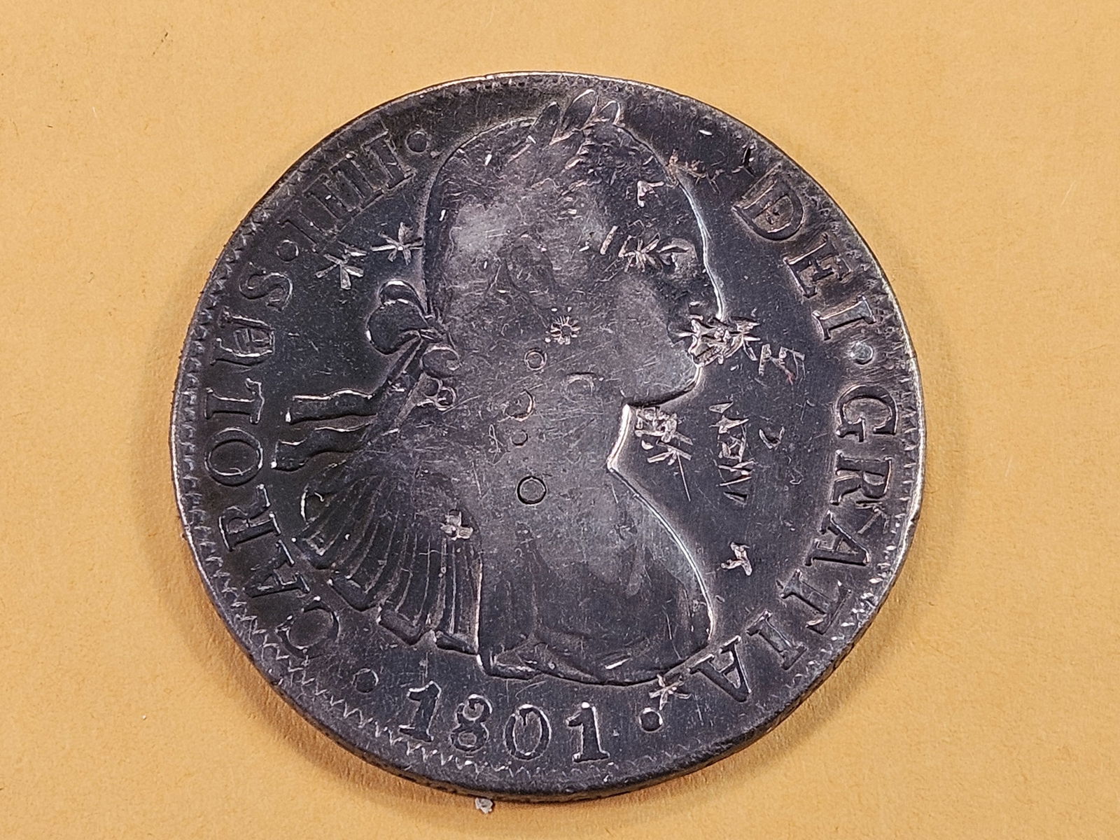 1801 Mexican Silver 8 Reals: With Chinese Chop marks on it 