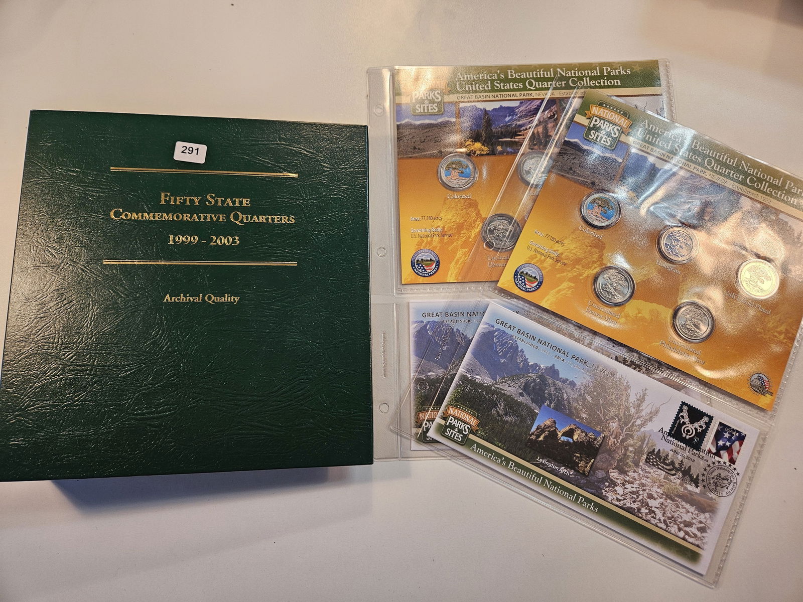 COMPLETED! Fifty State Quarter Littleton Coin Collection Album with Silver and two America the Be...: 1999-2003. Includes Business Strikes, Proof and Silver Proof issues. Twenty-five Silver Quarters 