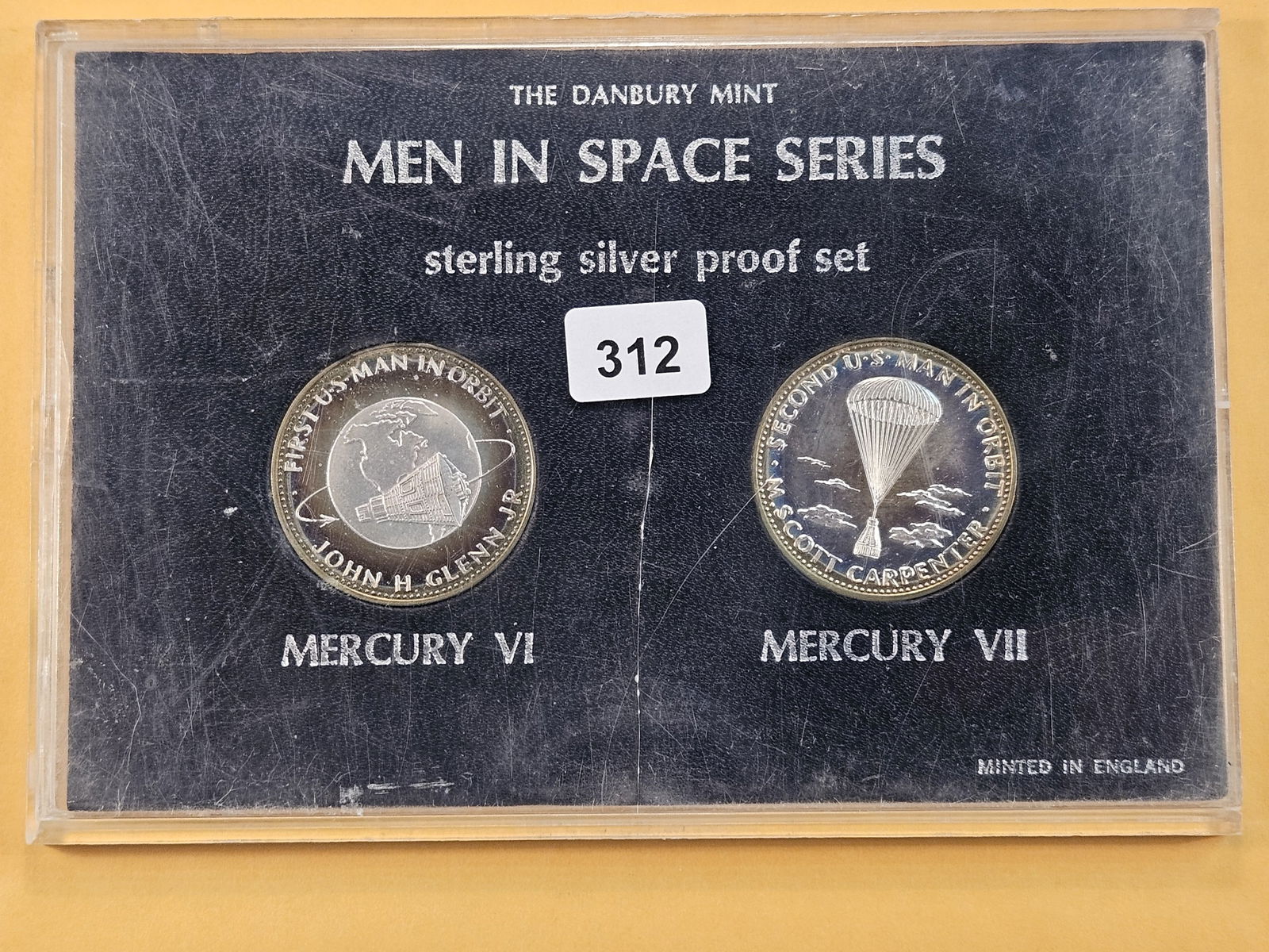 The Danbury Mint Men in Space Series Sterling Silver Proof Medal Set: Commemorating the Mercury 6 and Mercury 7 