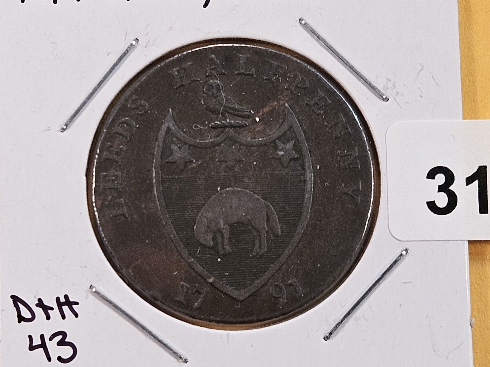 1791 Condor Half Penny Token: Yorkshire, Leeds 