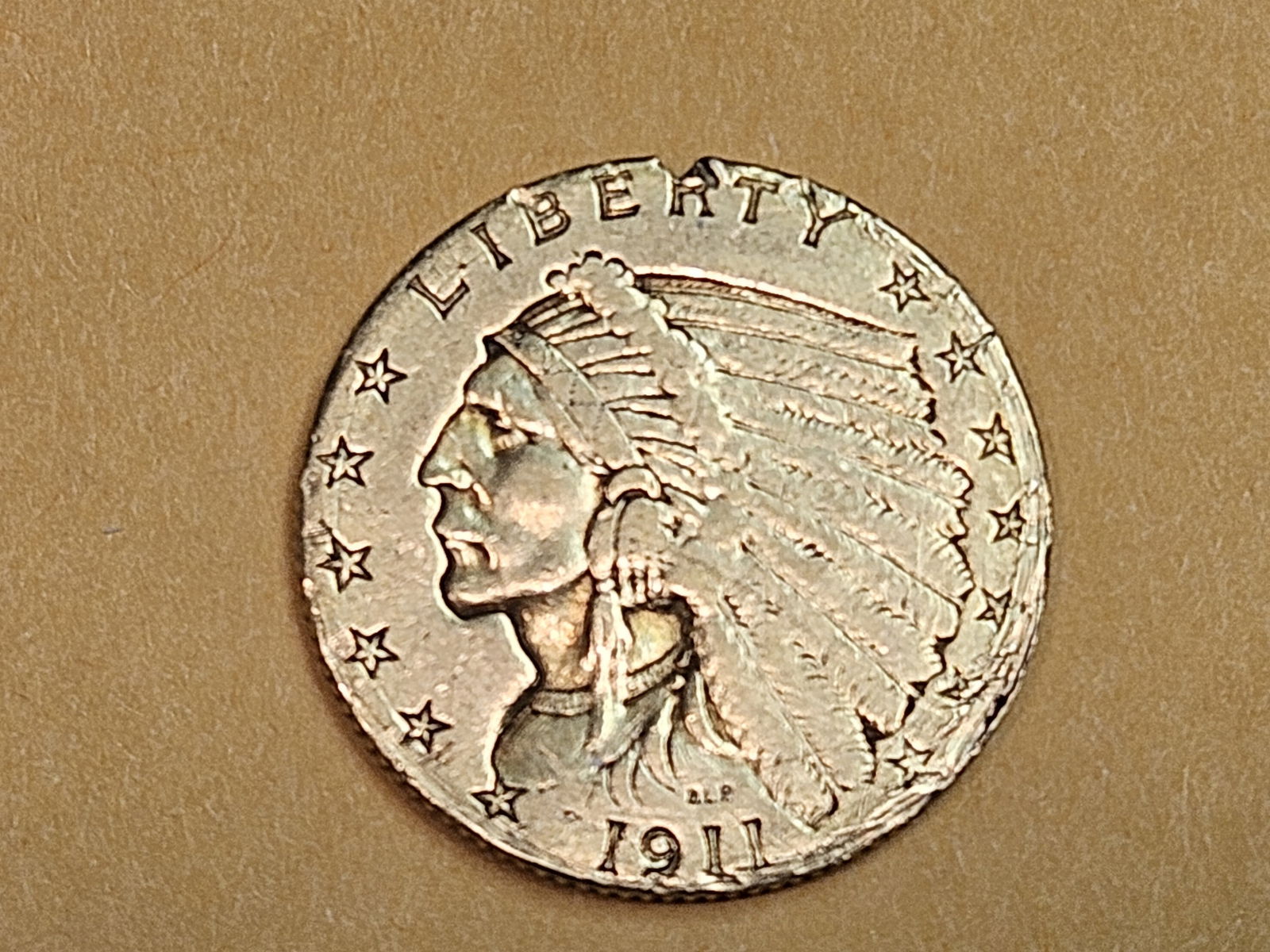 GOLD! Bright 1911 Gold Indian $2.5 Dollars (1 of 5)