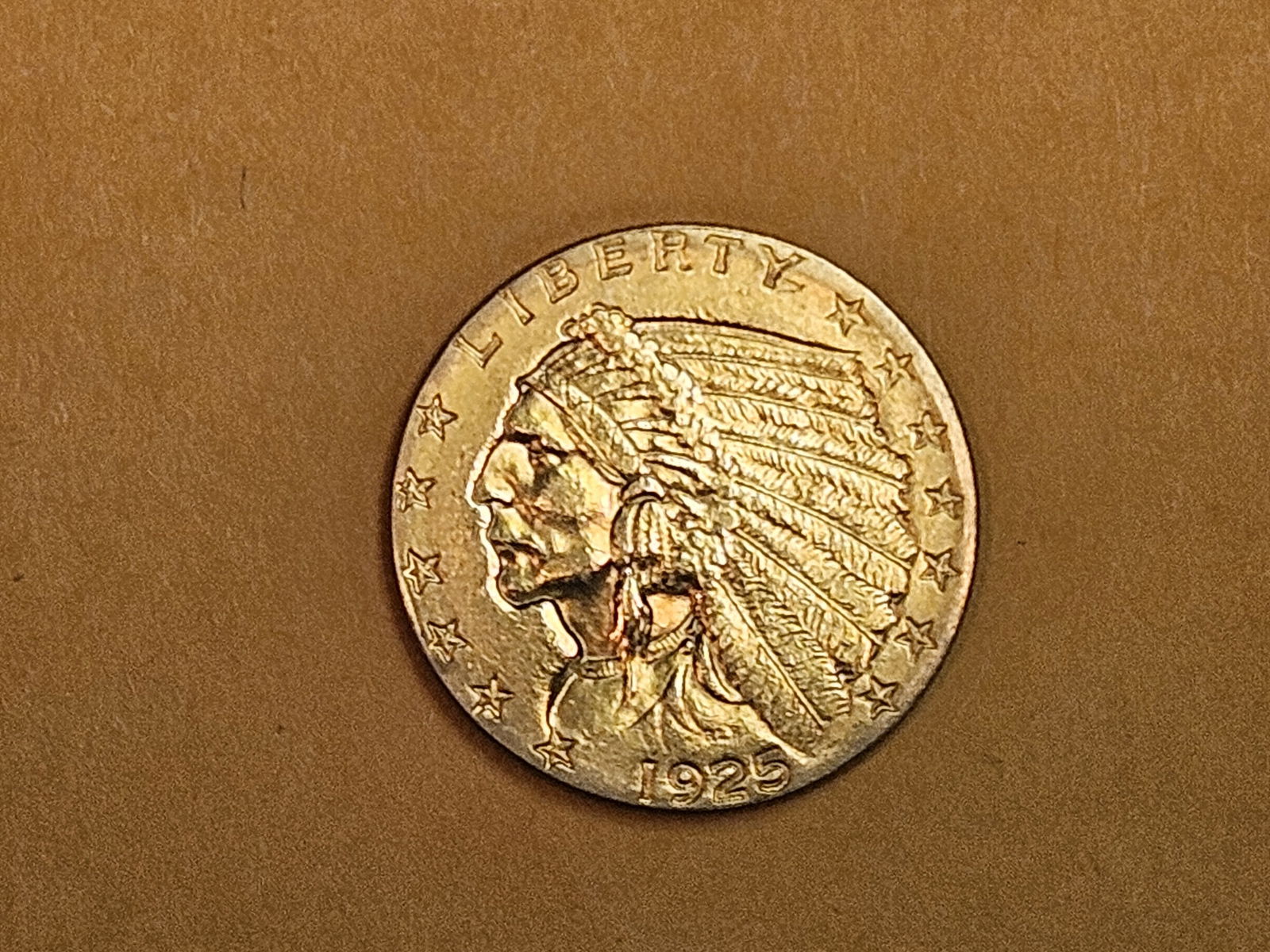 GOLD! Brilliant About Uncirculated plus - Details 1925-D Gold $2.5 Dollar Indian (1 of 5)