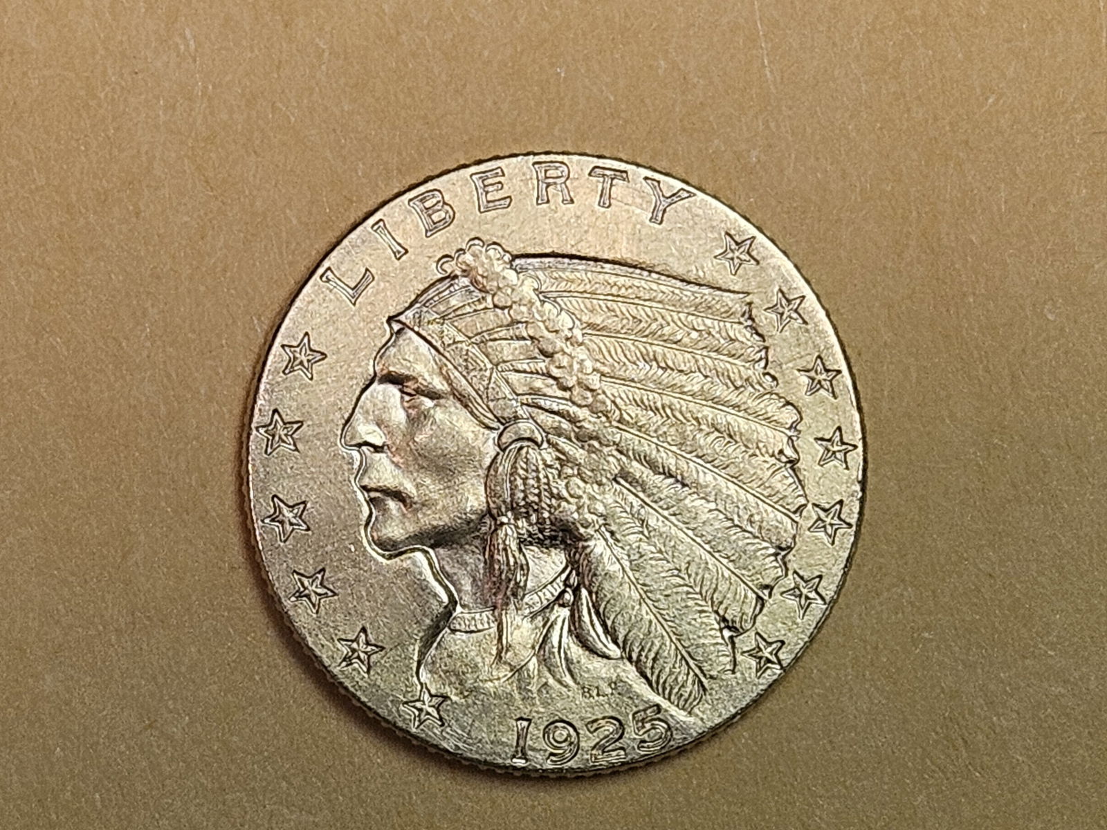GOLD! Brilliant About Uncirculated plus - Details 1925-D Gold $2.5 Dollar Indian (1 of 5)
