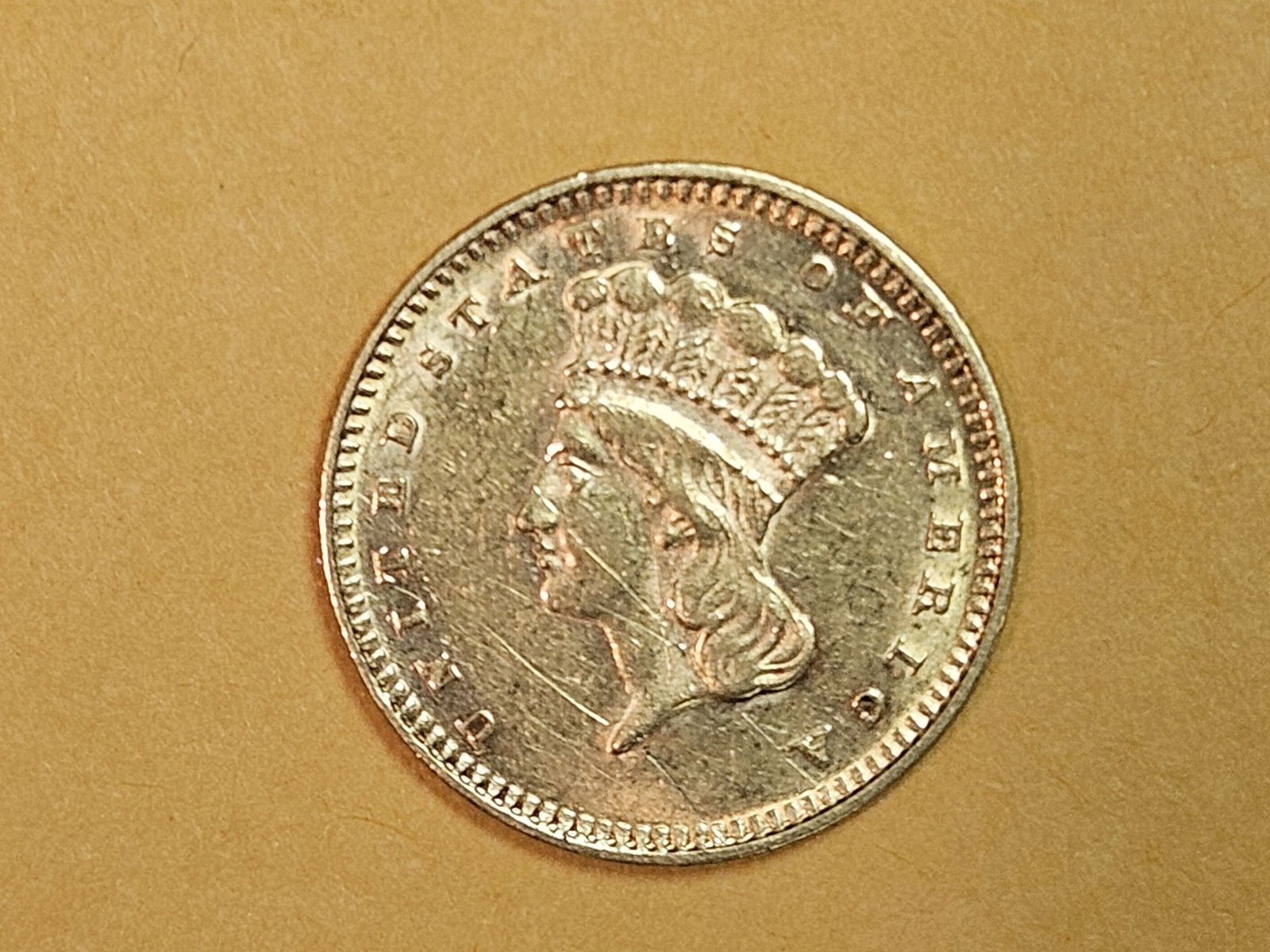 GOLD! Type 3 1873 Gold Dollar (1 of 6)