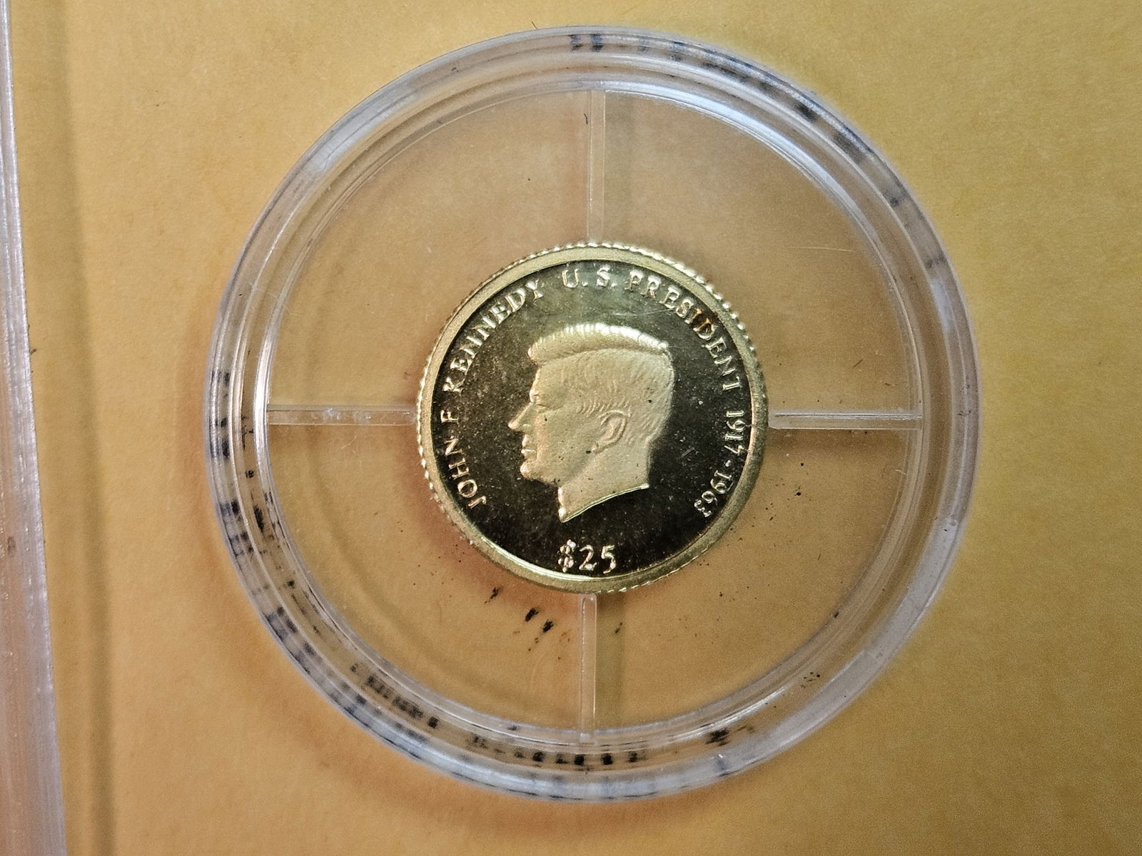 GOLD! GEM Proof Deep Cameo 2000 Liberia Gold $25: John F. Kennedy obverse. Has .73 grams of .999 fine gold 