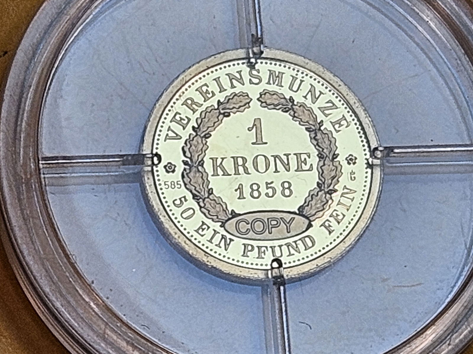 GOLD! GEM Proof Deep Cameo 1858 one krone COPY - 4