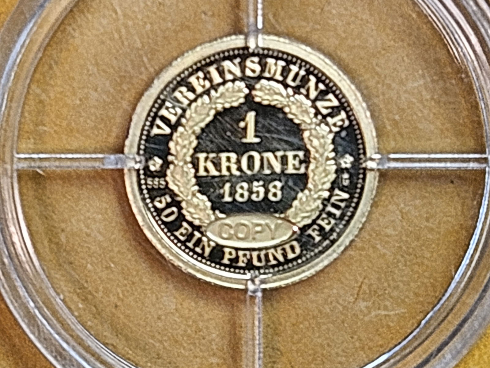 GOLD! GEM Proof Deep Cameo 1858 one krone COPY - 5