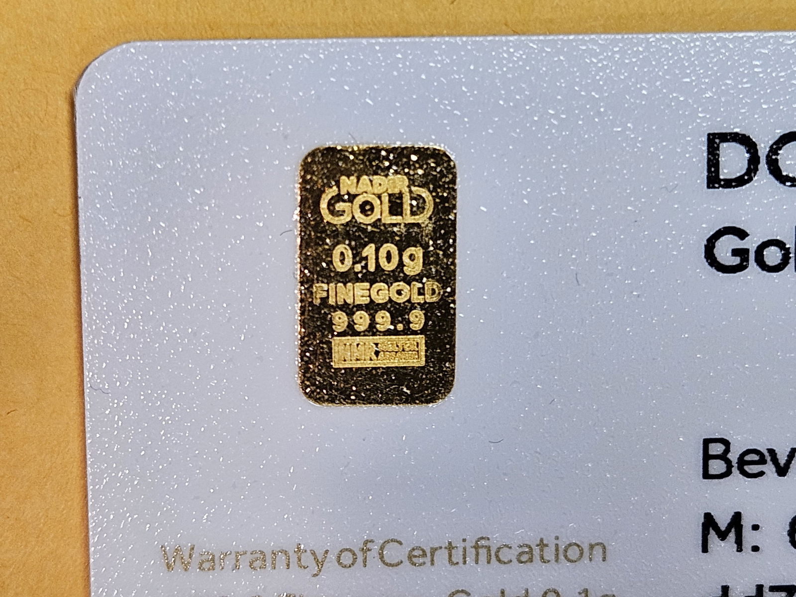 GOLD! Karatbars .1 gram .9999 fine gold bar (1 of 3)