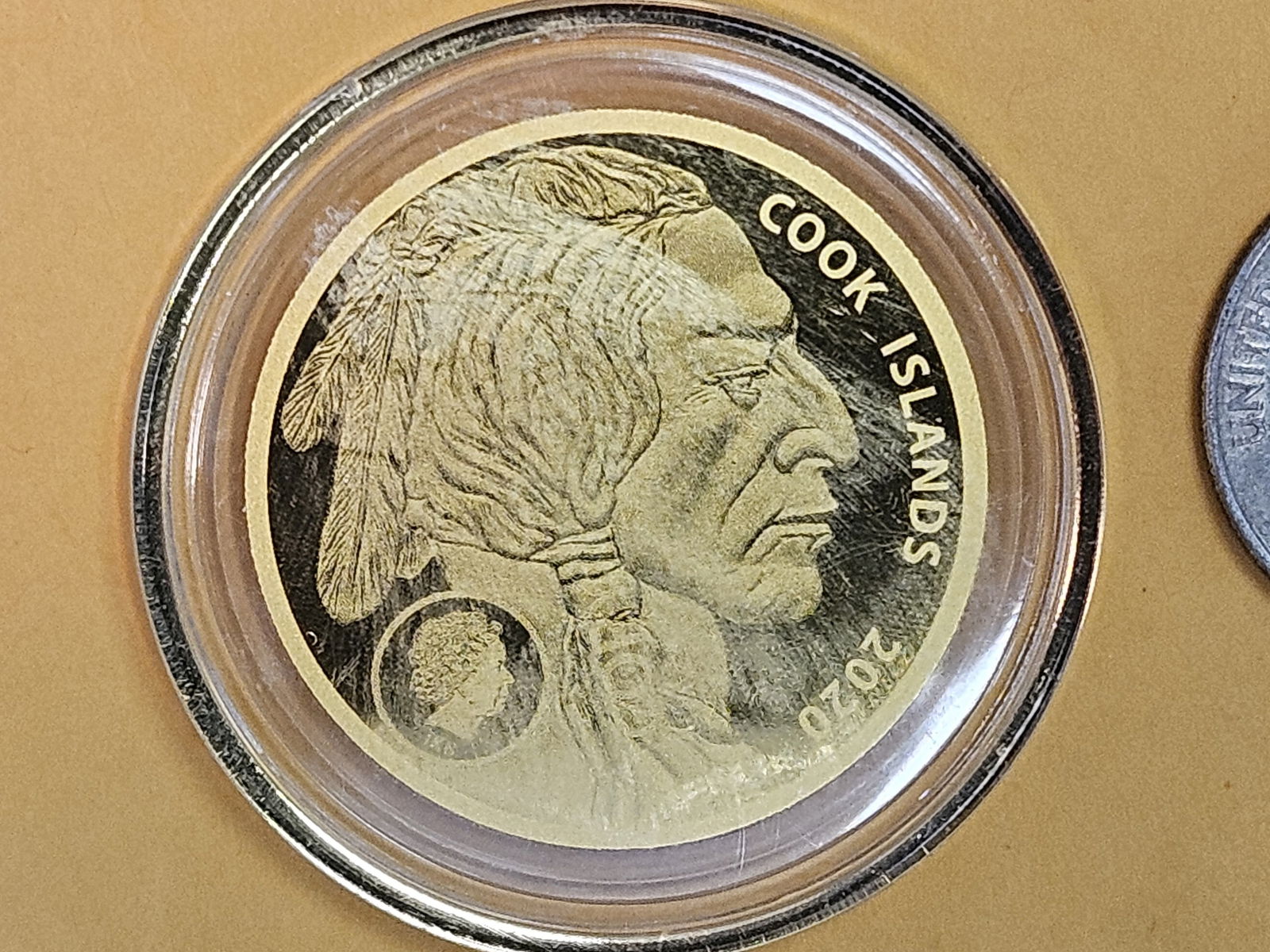 GOLD! GEM Proof 2020 Cook Islands Gold Five Dollars: A Tribute to the United States. The quarter next to it is there for size reference….no extra coins come with the gold coin. 