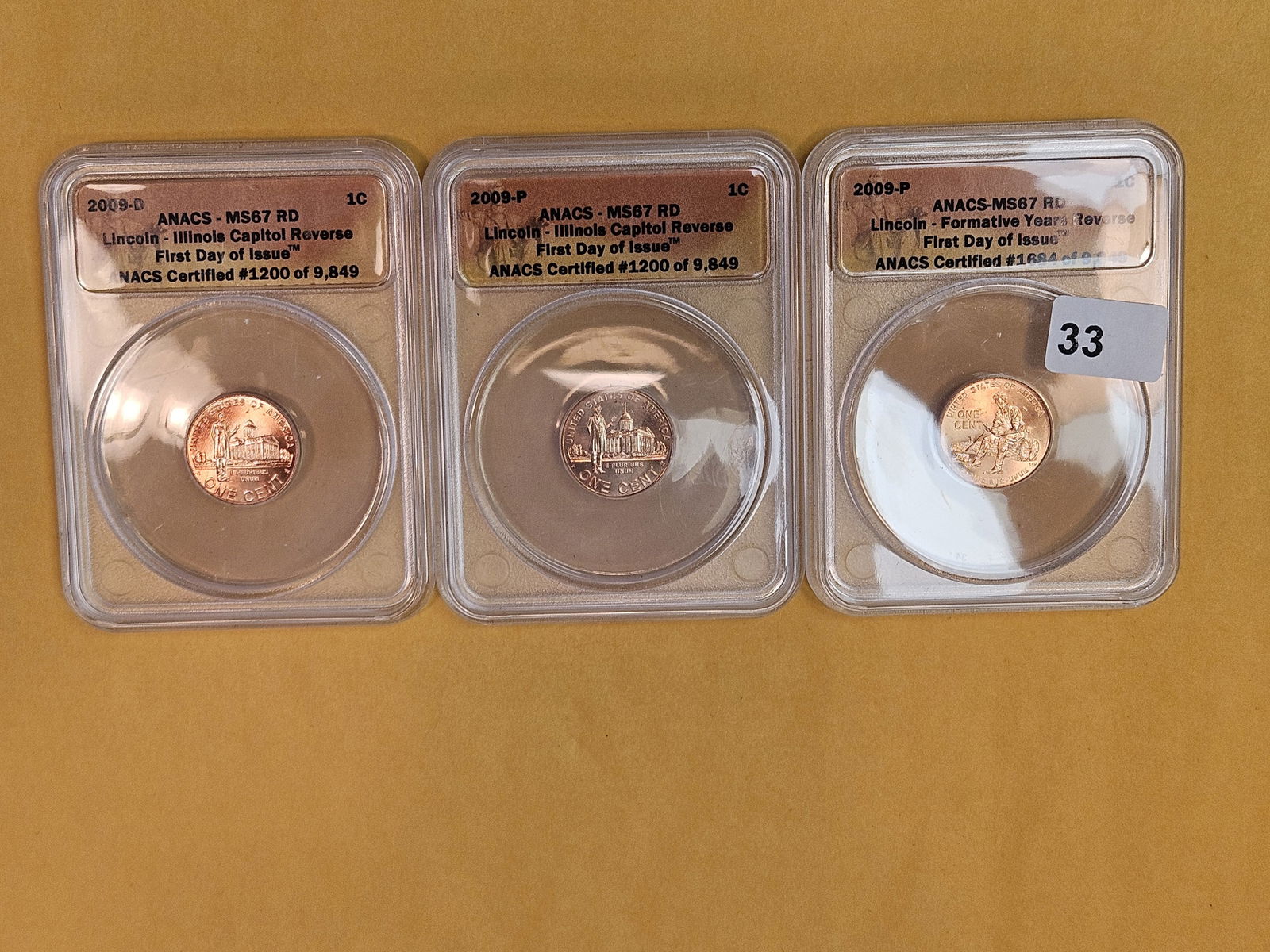 Three Superb GEM ANACS-graded Lincoln Cents in Mint State 67 (1 of 5)