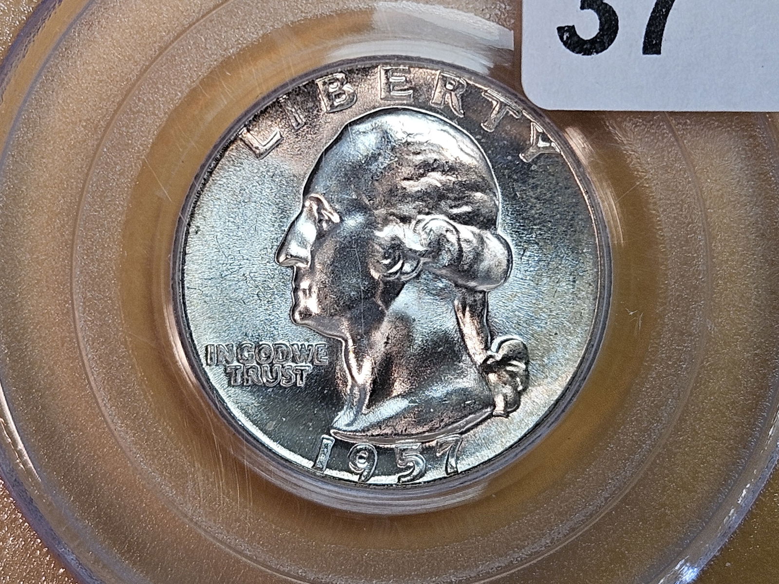 GEM! PCGS 1957 Type B Washington Quarter in Mint State 65 (1 of 4)