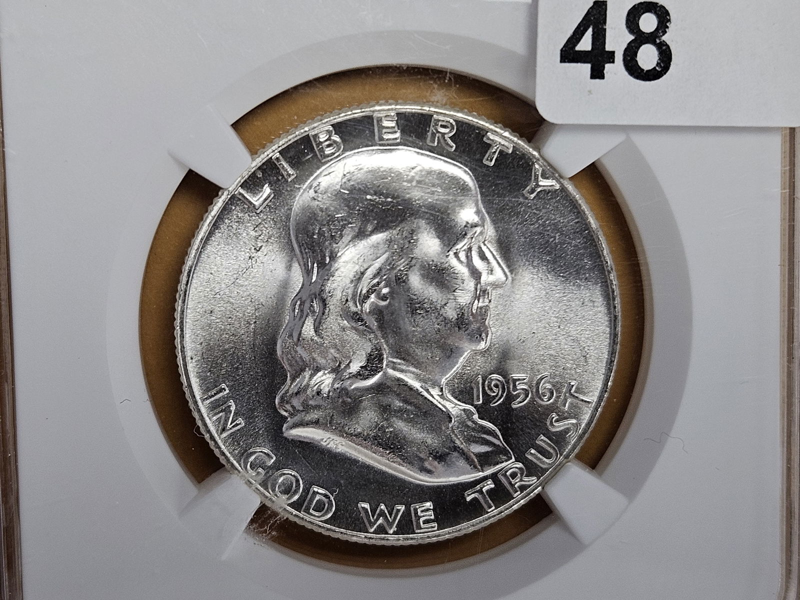GEM! NGC 1956 Franklin Half Dollar in Mint State 65 FBL (1 of 3)