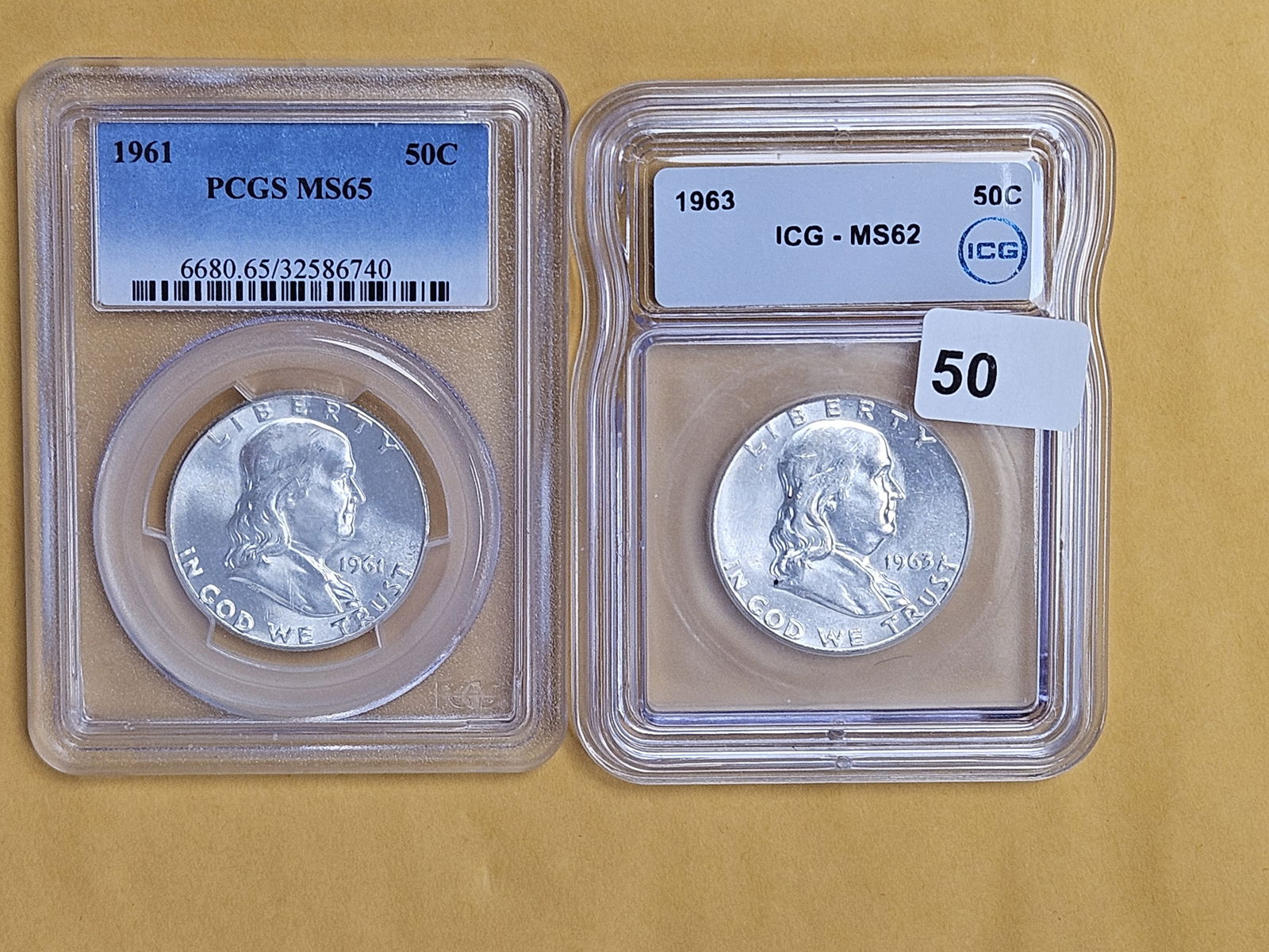 Two Choice to GEM Brilliant Uncirculated Franklin silver Half Dollars (1 of 2)