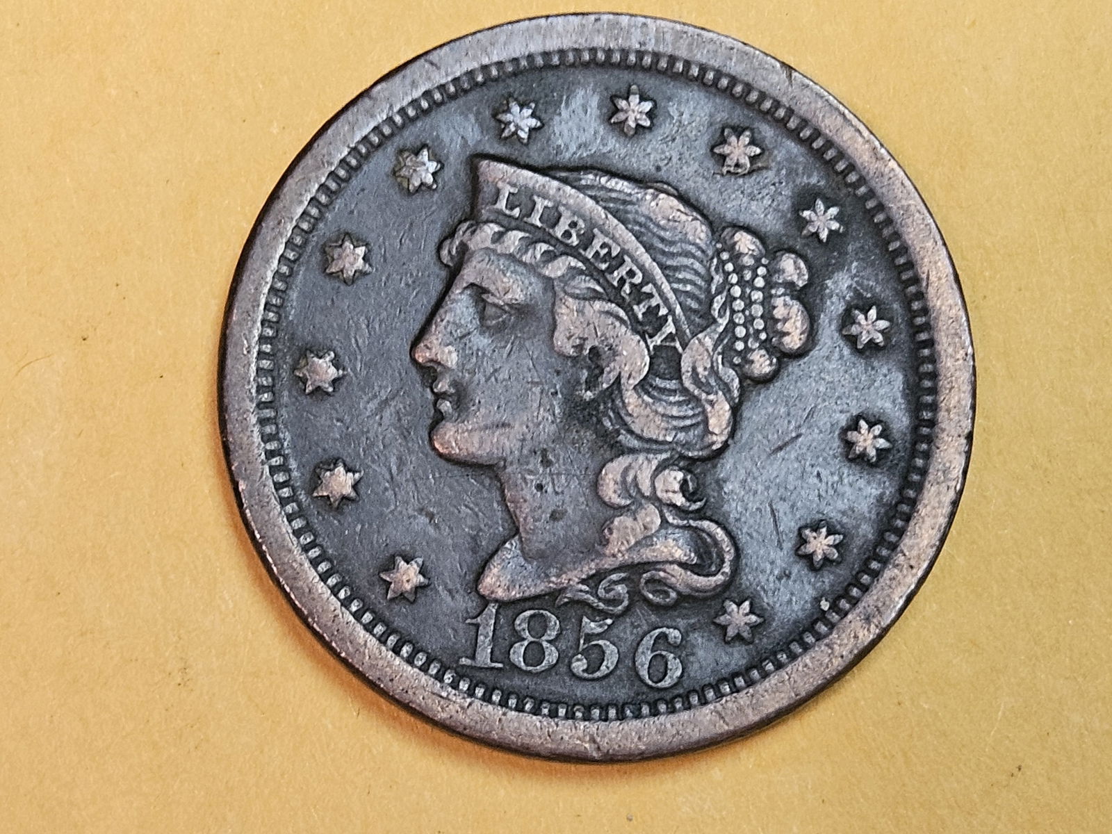 1856 Braided Hair Large Cent in Very Fine plus (1 of 3)