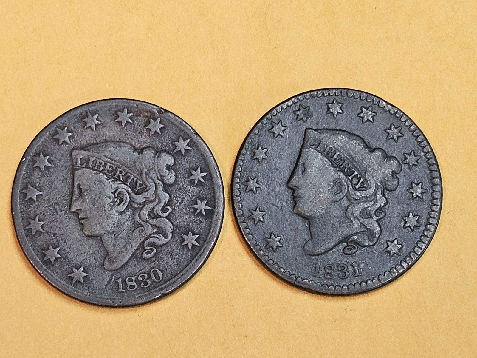 1830 and 1831 Coronet Head Large Cents (1 of 3)