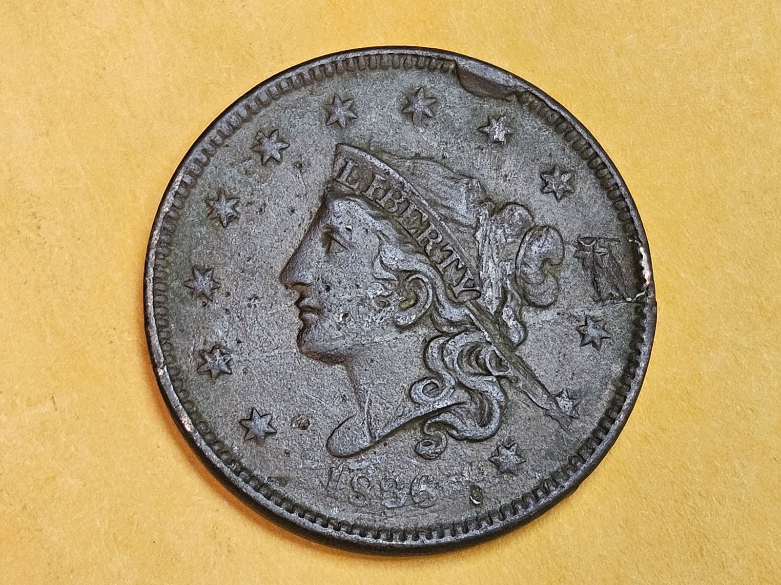 ERROR! 1836 Coronet Head large Cent in Extra Fine - details (1 of 8)