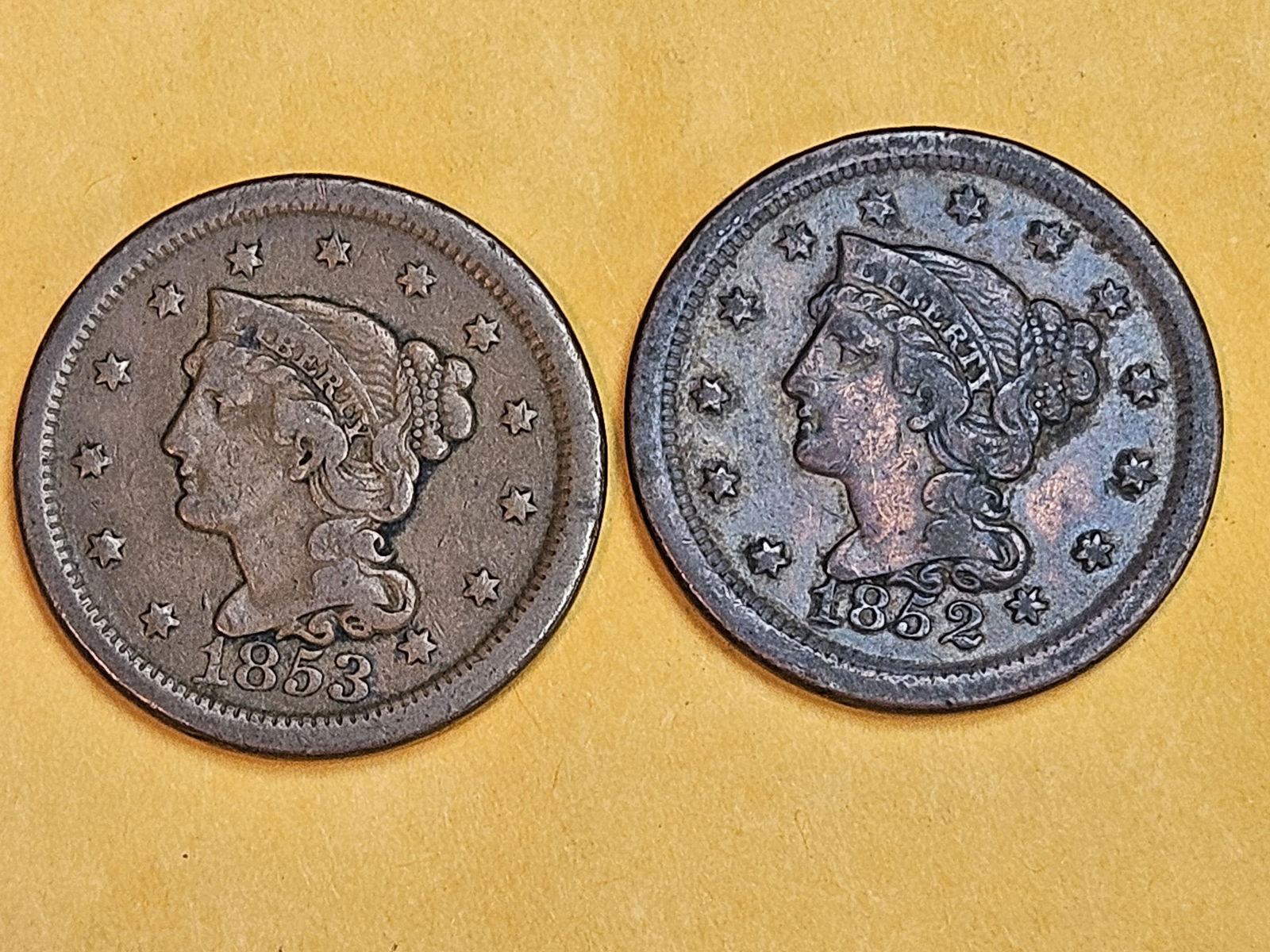 1852 and 1853 Braided Hair Large Cents (1 of 4)