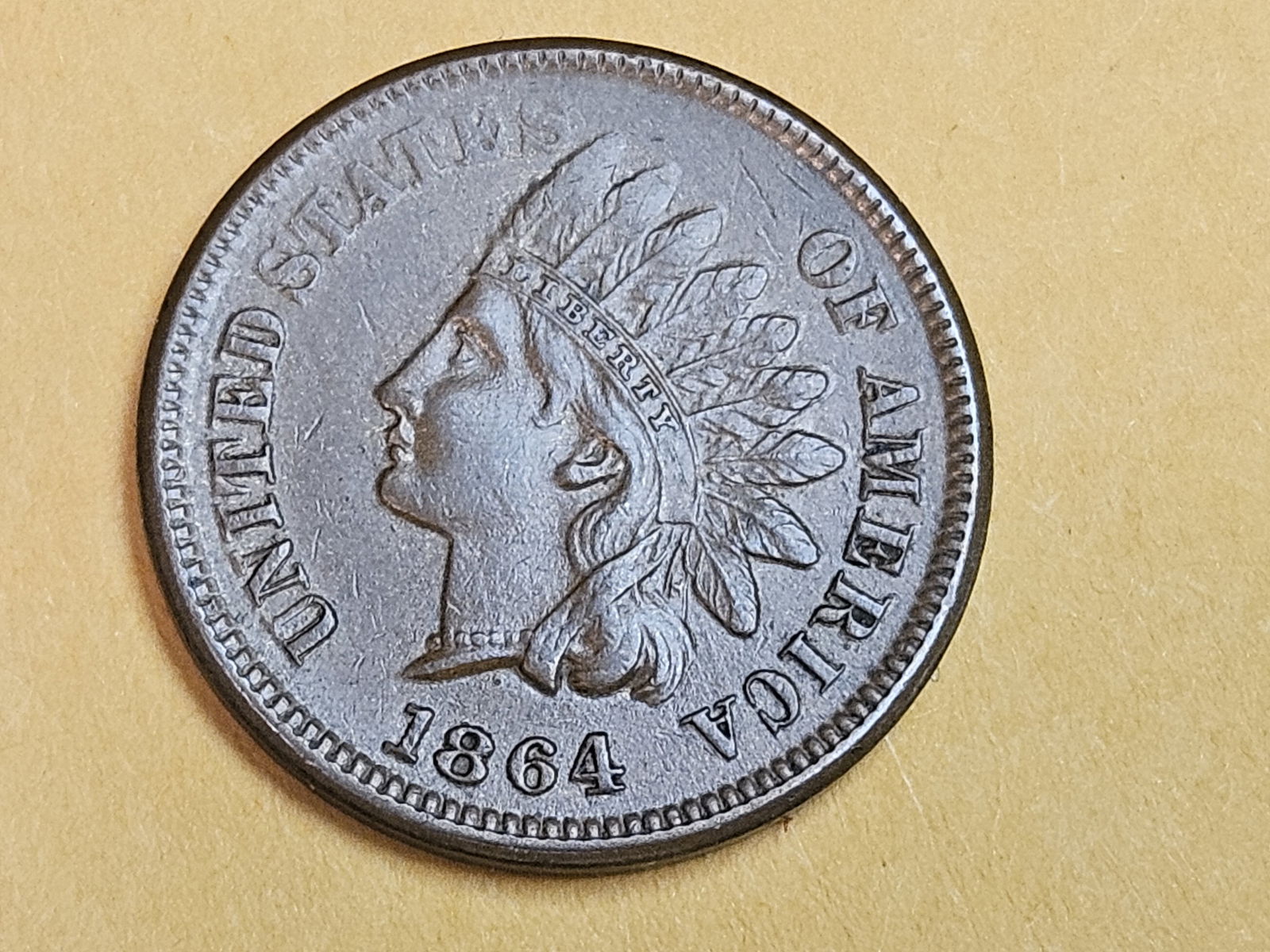 * Semi-Key 1864-L Indian Cent in Bright About Uncirculated plus (1 of 10)