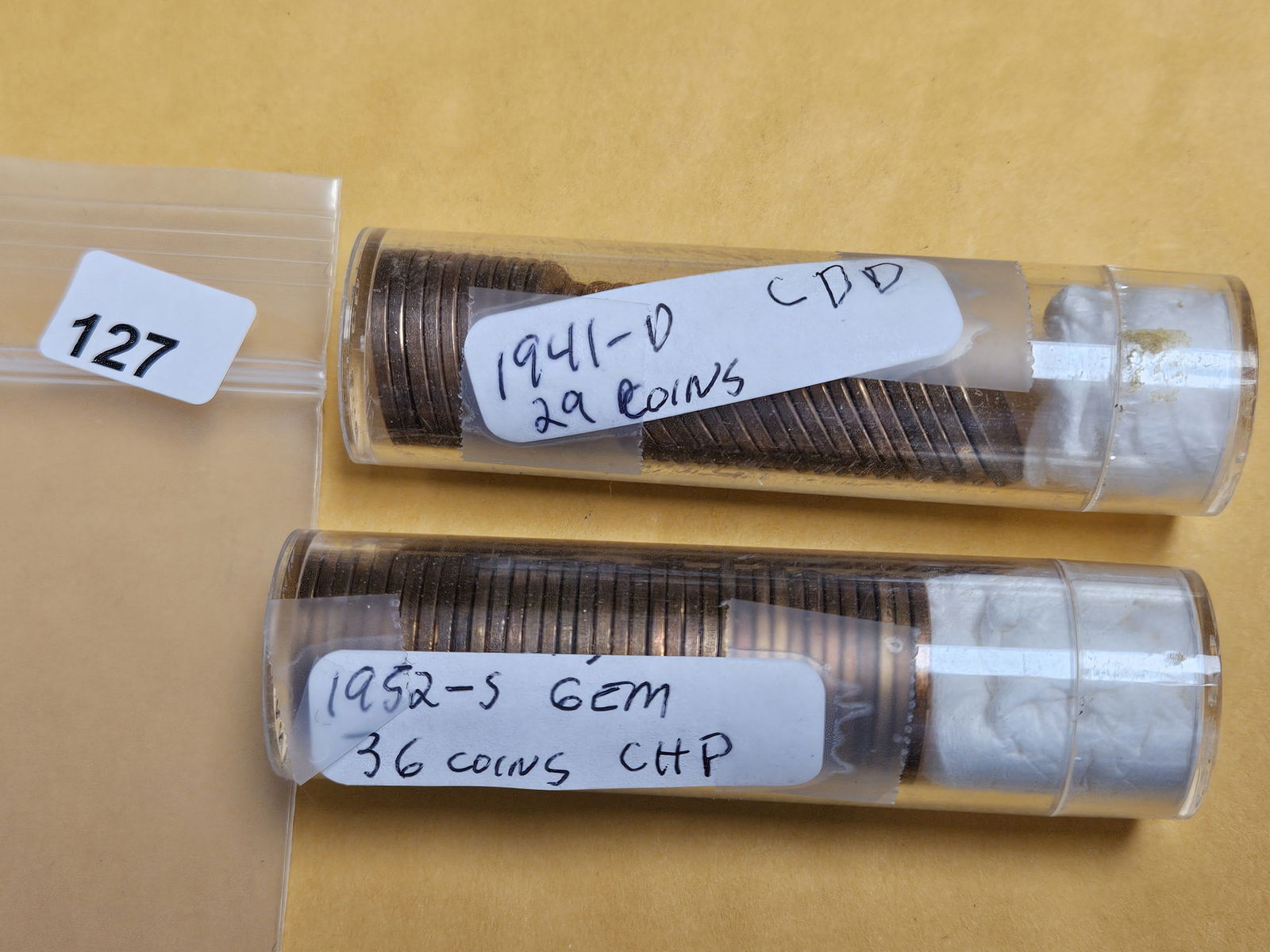 Two Partial, Brilliant Uncirculated rolls of Wheat cents (1 of 1)