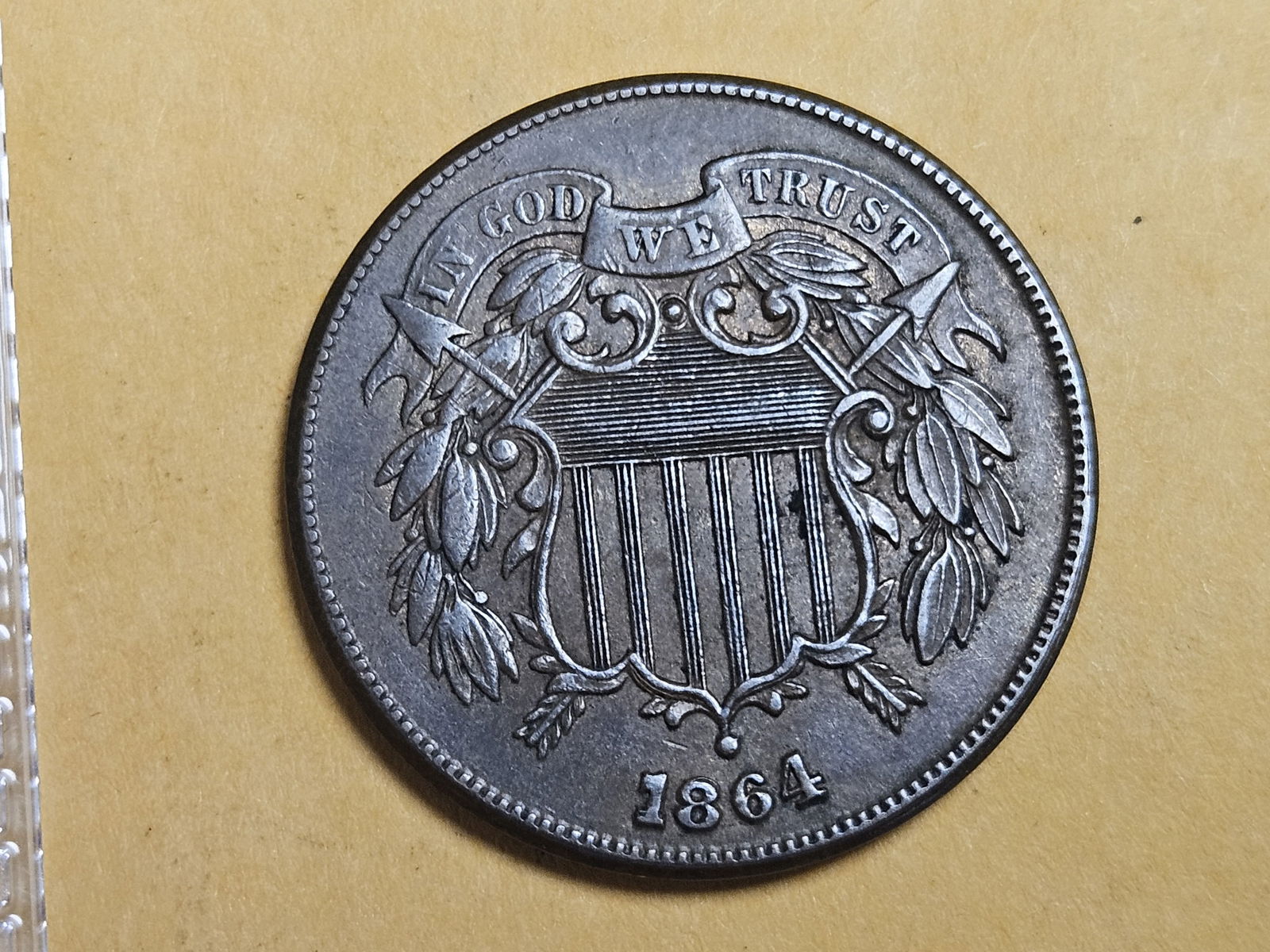 Bright, About Uncirculated 1864 Two Cent piece (1 of 6)