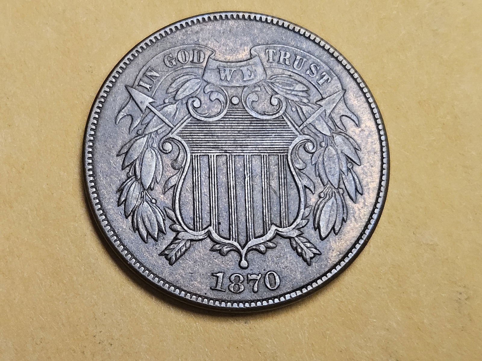 Better Dave 1870 Two Cent piece in Extra Fine - 45 (1 of 5)