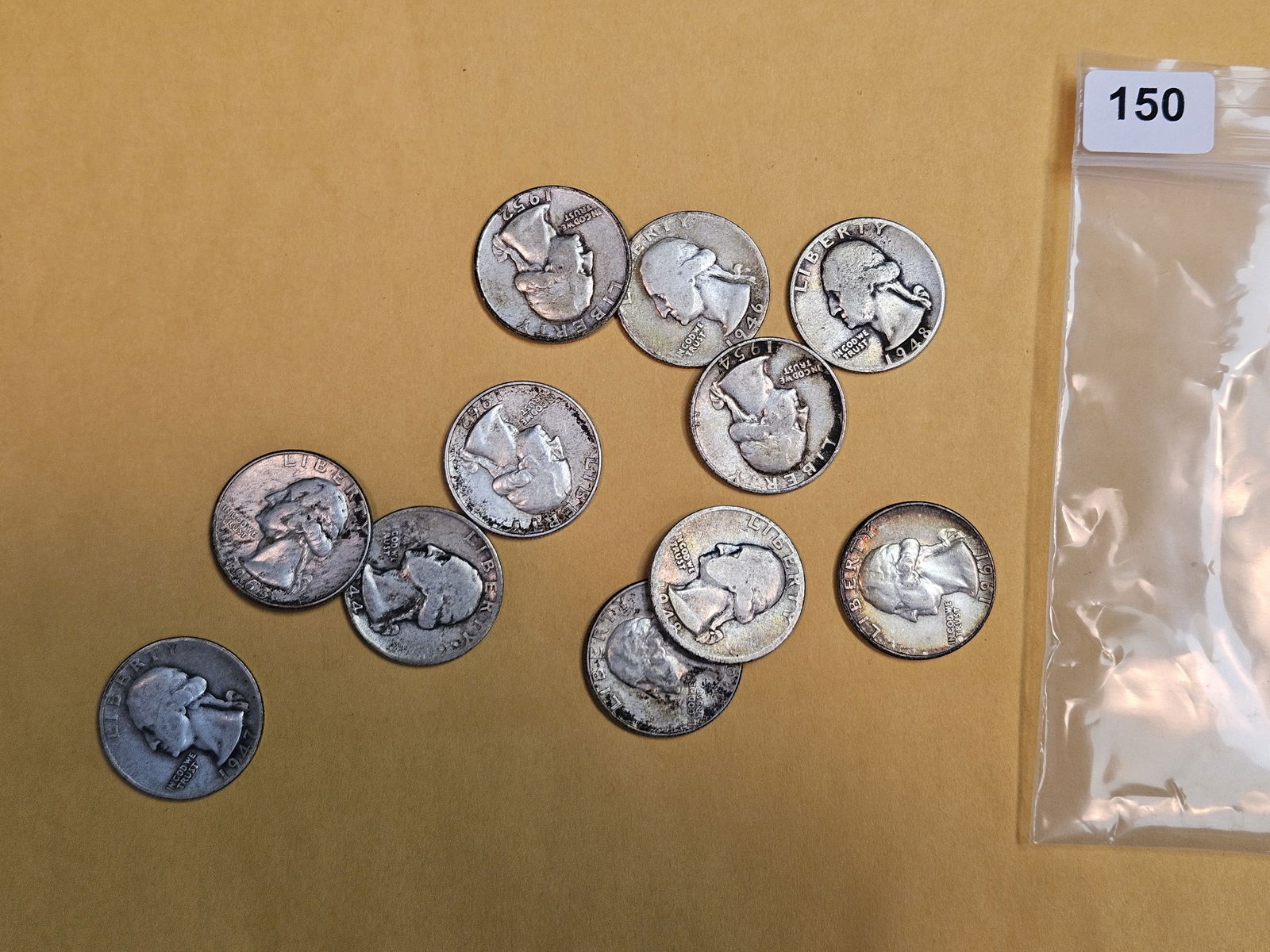 Eleven mixed silver Washington Quarters (1 of 1)