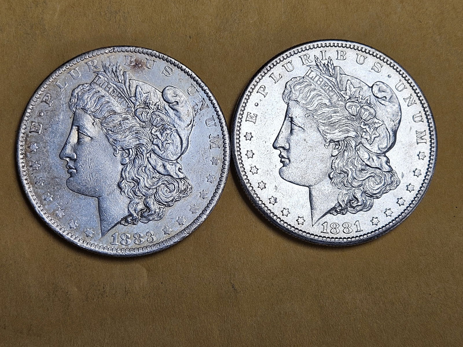 Two Bright About Uncirculated plus Morgan Dollars (1 of 3)